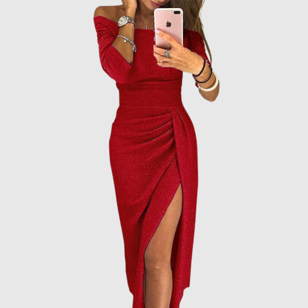 Carmela Off Shoulder Long Sleeve Maxi Dress