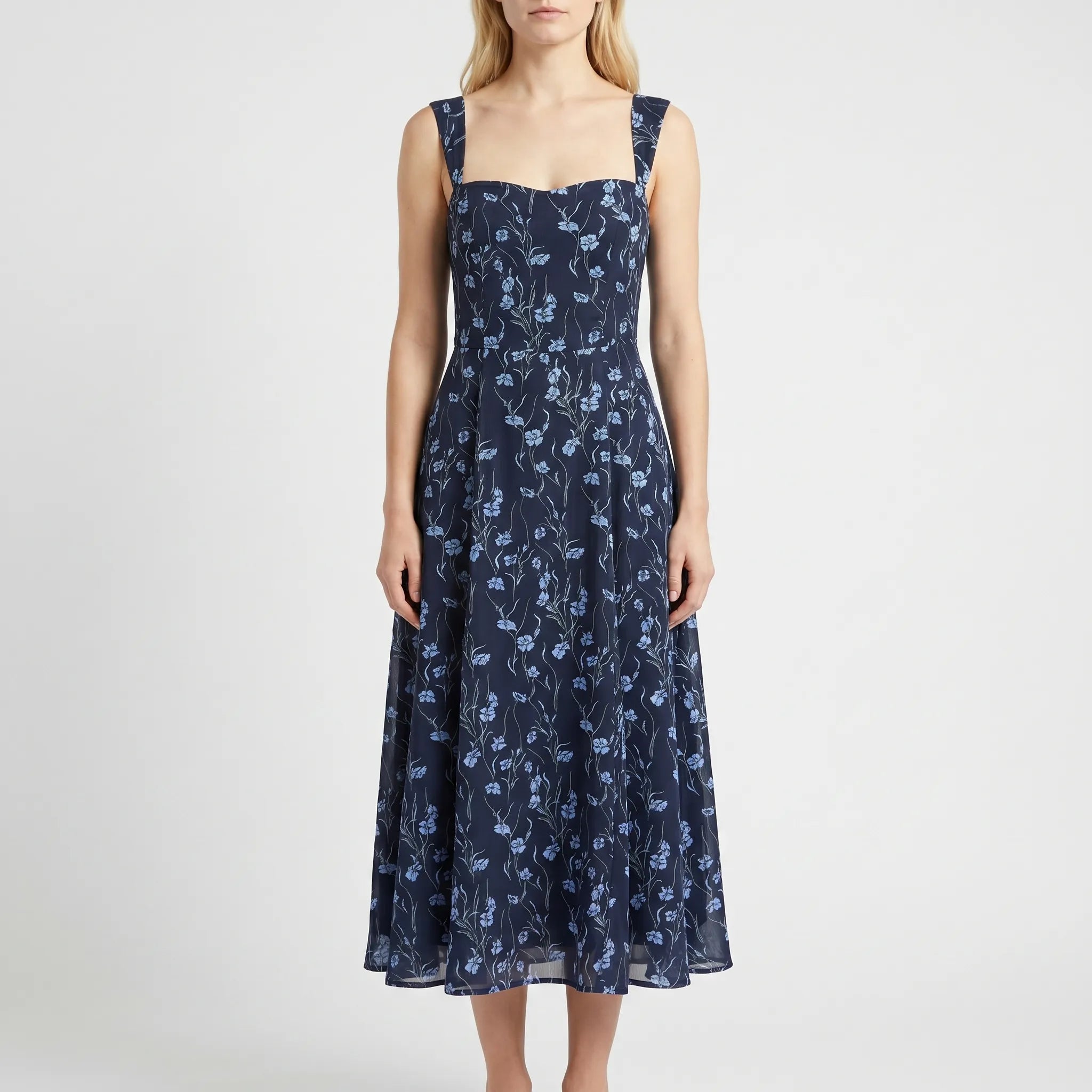 Rosetta Floral Sweetheart Midi Dress