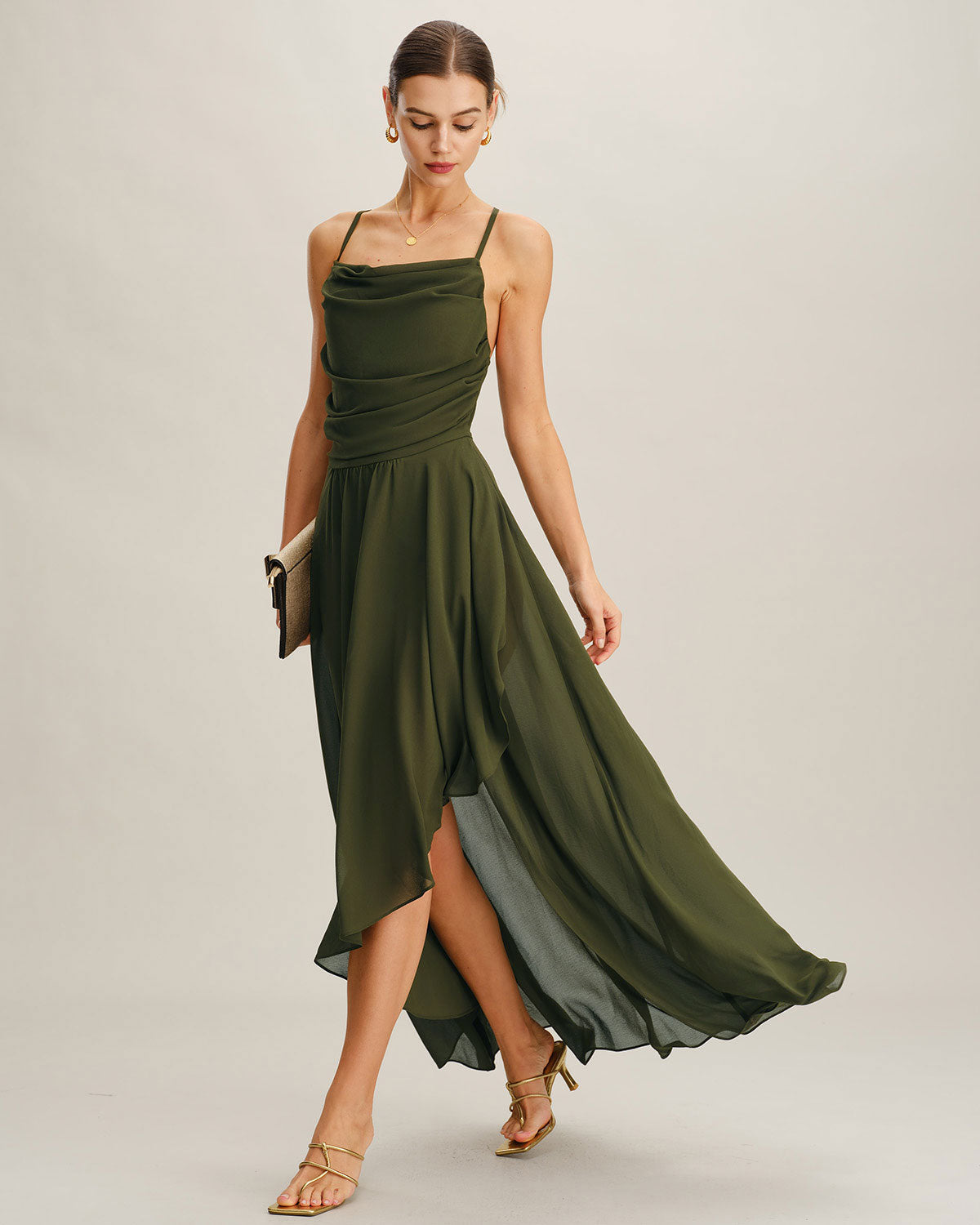 Valeria Square-Neck Chiffon Maxi Dress