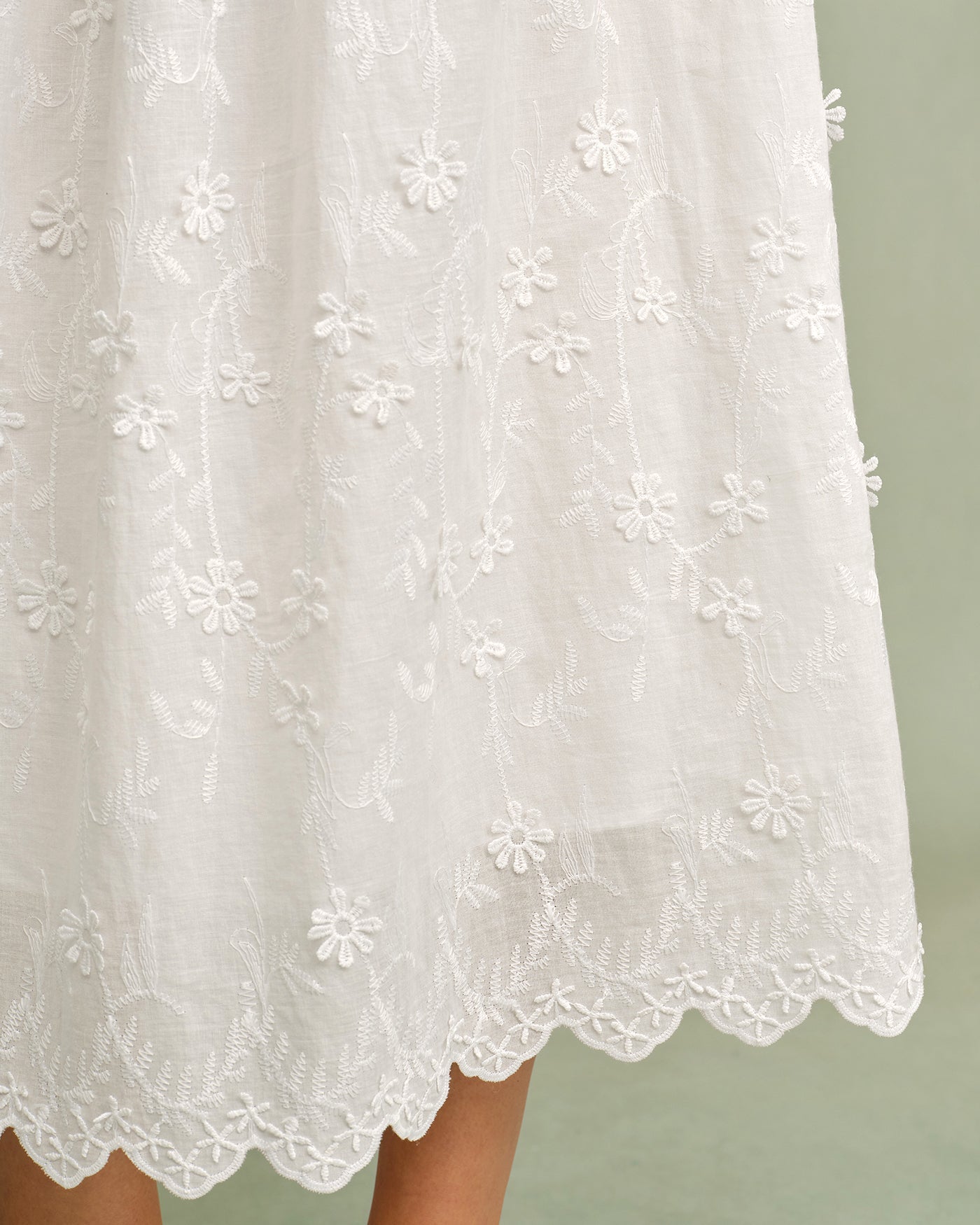 Delphine Cotton Floral Puffed Sleeve Midi Dress