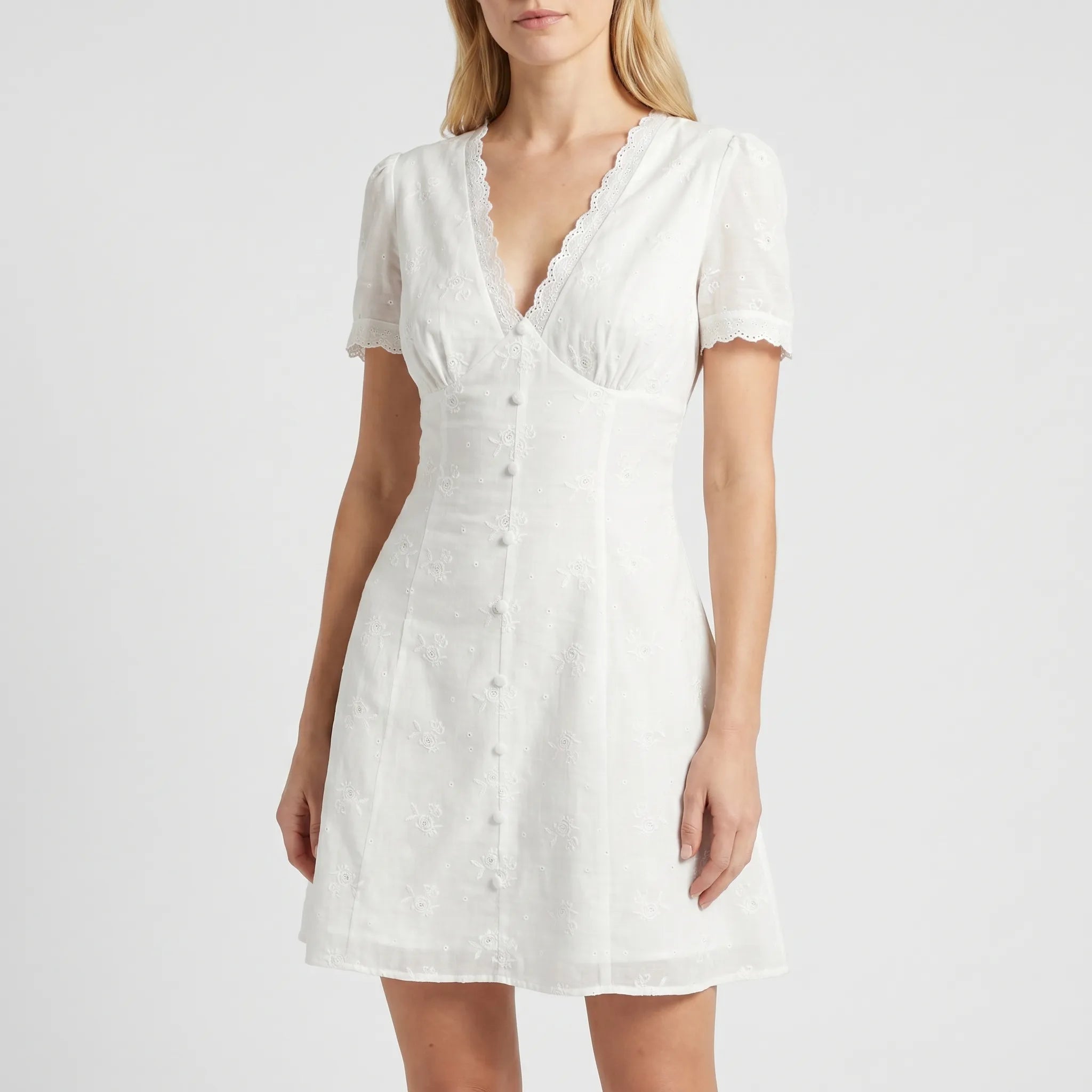 Bellrose Cotton V-Neck Floral Mini Dress