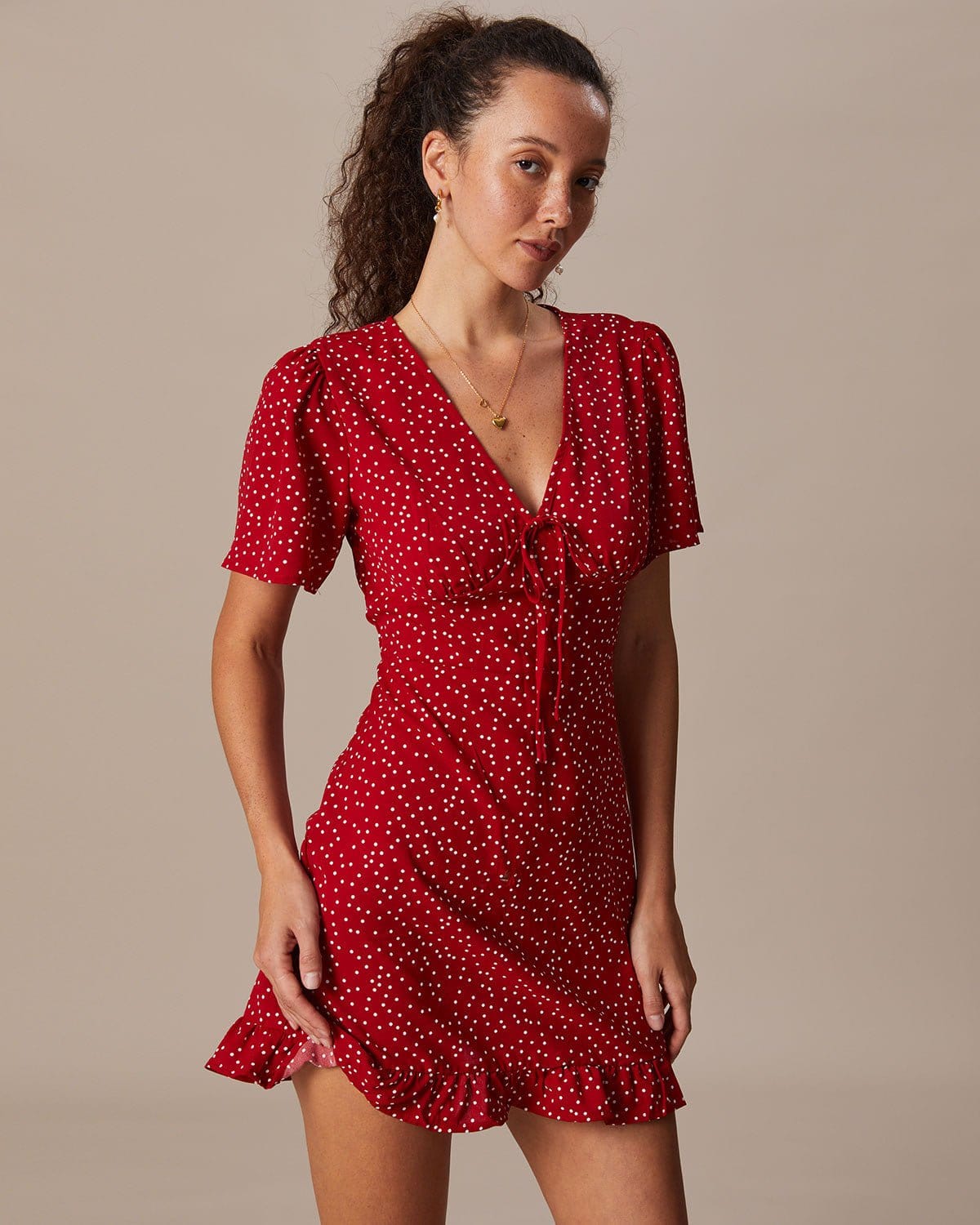 Bellamy Polka Dot Puff Sleeve Mini Dress