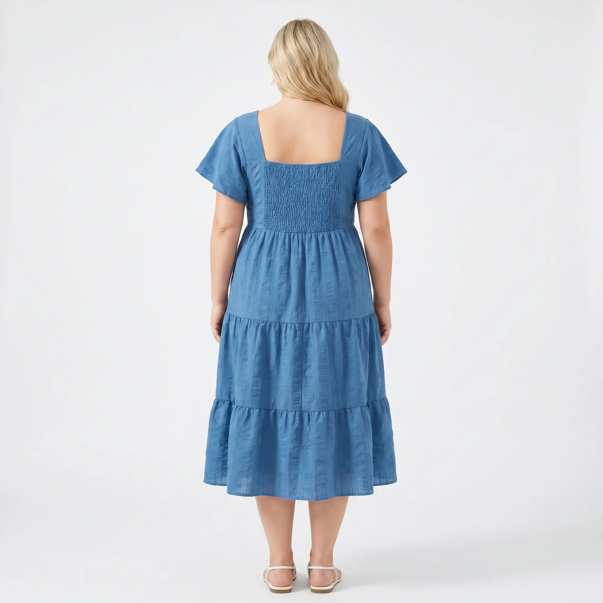 Bellina Tiered Ruffle Midi Dress With Pockets