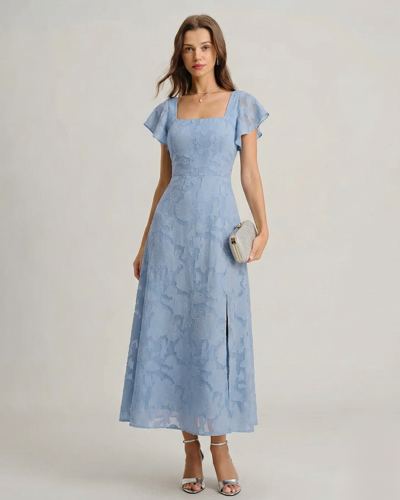 Valentina Square Neck Floral Midi Dress