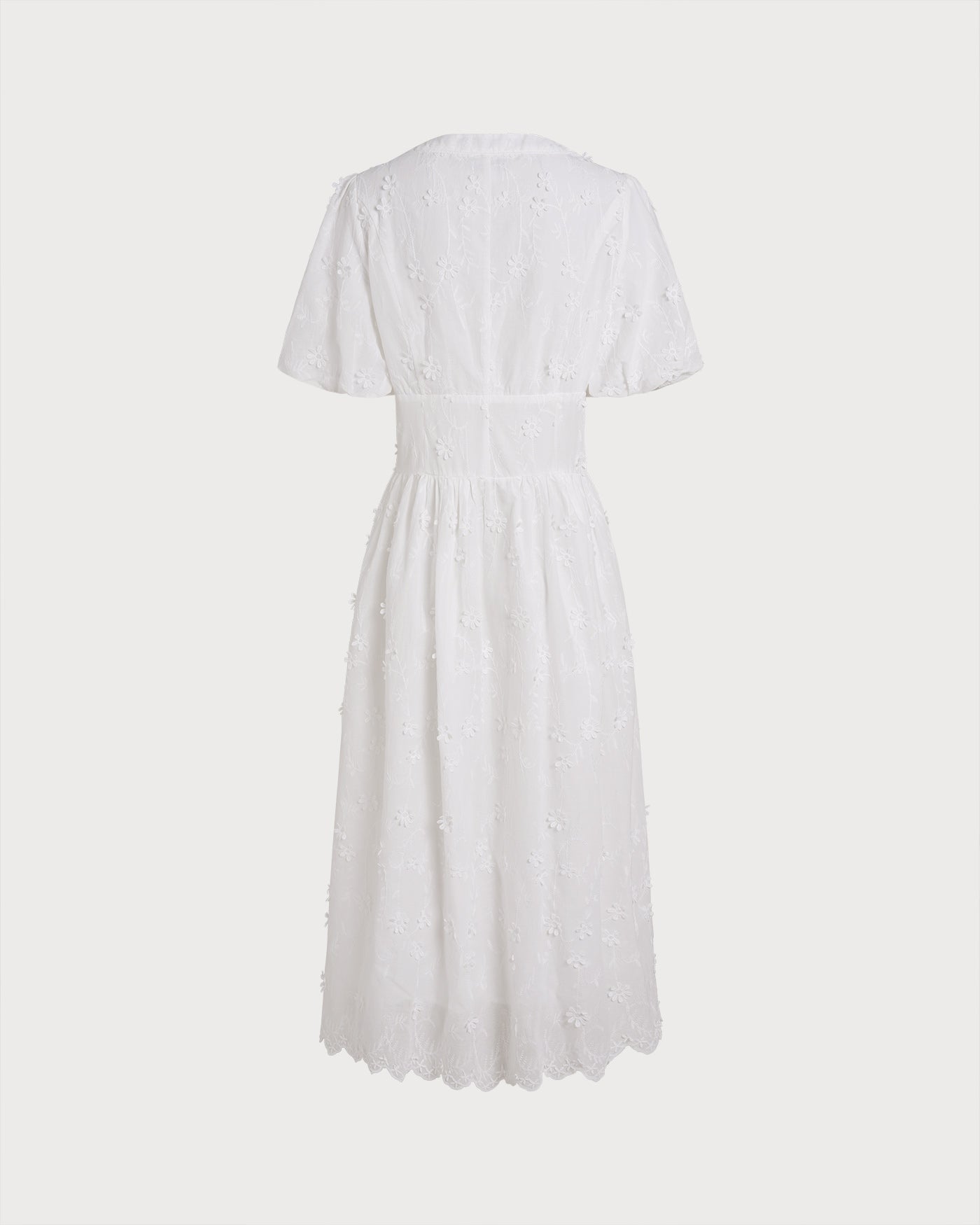 Delphine Cotton Floral Puffed Sleeve Midi Dress
