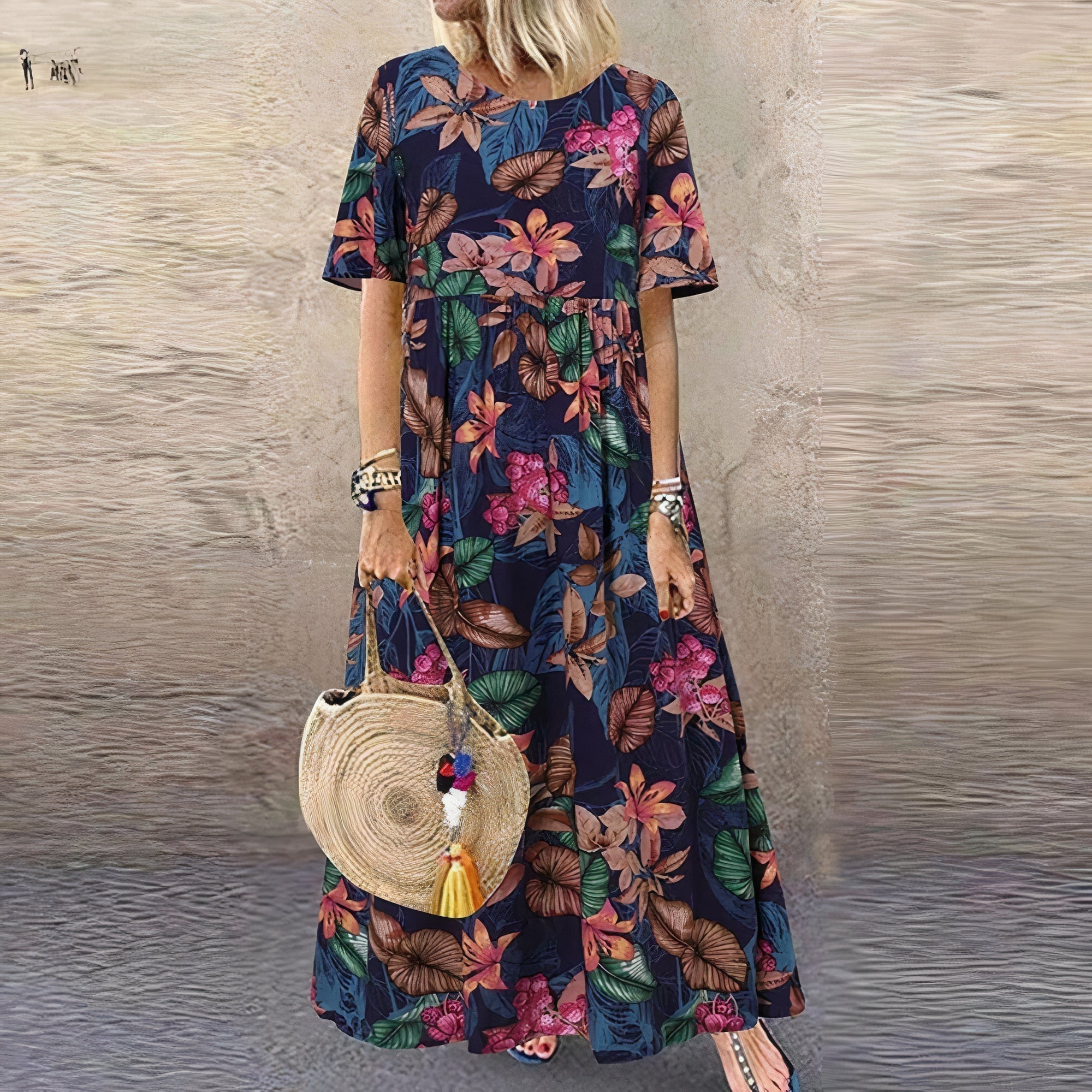 Florina Women's Floral Short Sleeve Maxi Dress