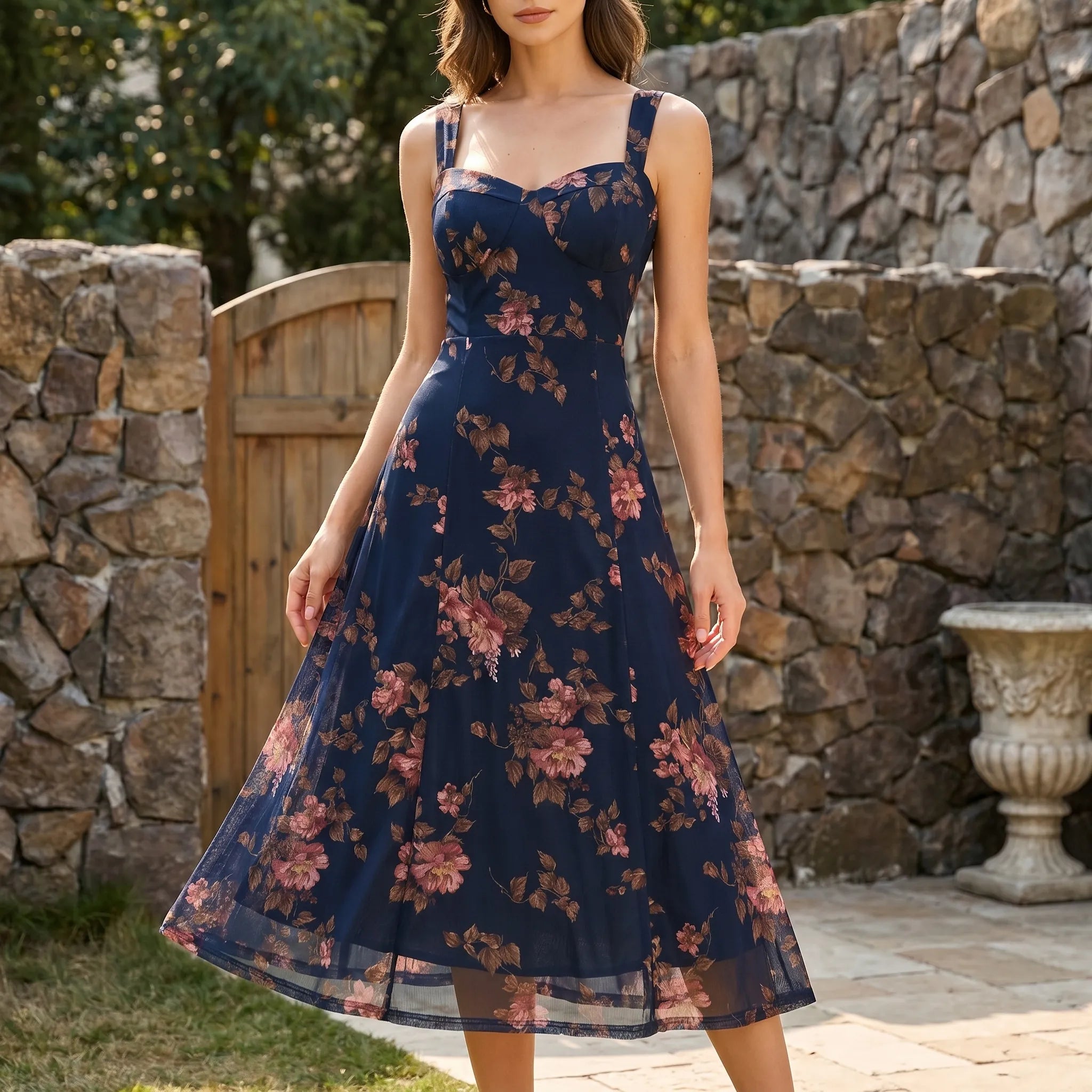 Rosetta Sleeveless Floral Midi Dress