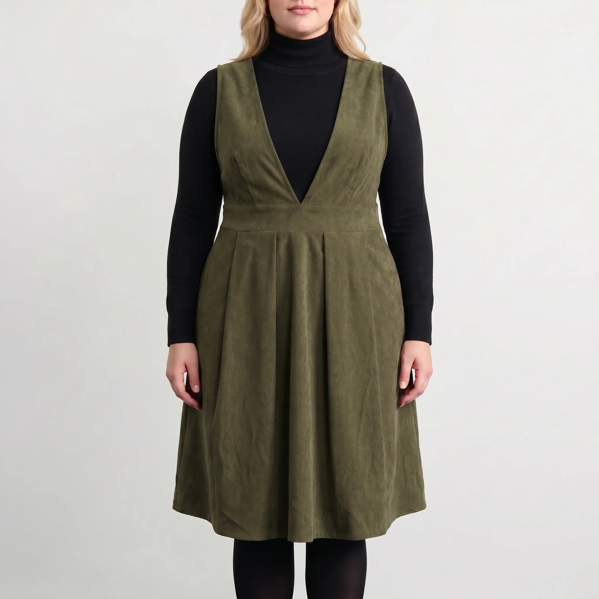 Halden Sleeveless V-Neck Pleated Mini Dress