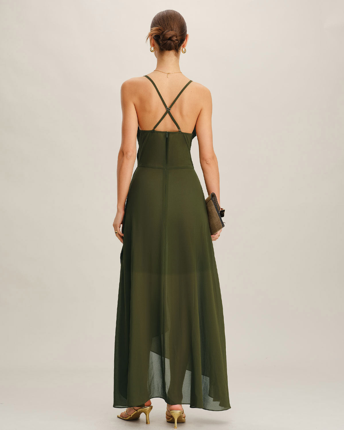 Valeria Square-Neck Chiffon Maxi Dress