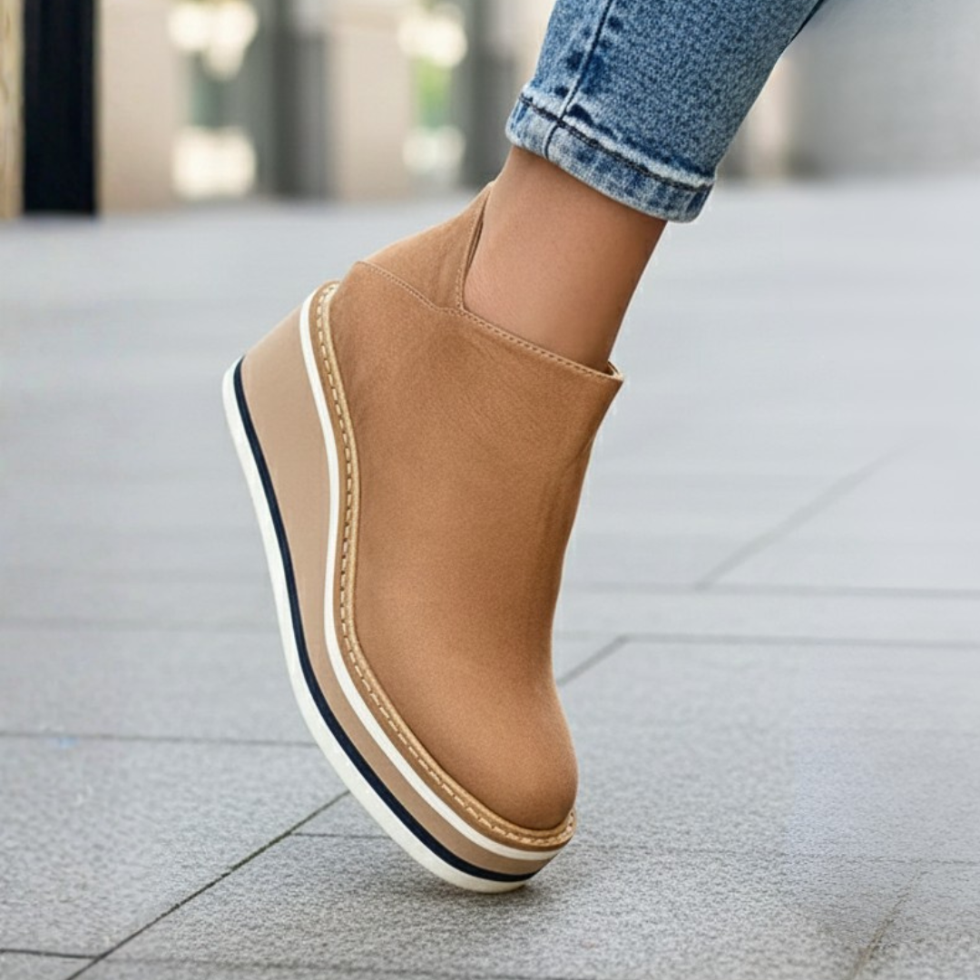 Clifton Orthopedic Wedge Heel Leather Ankle Boots Womens