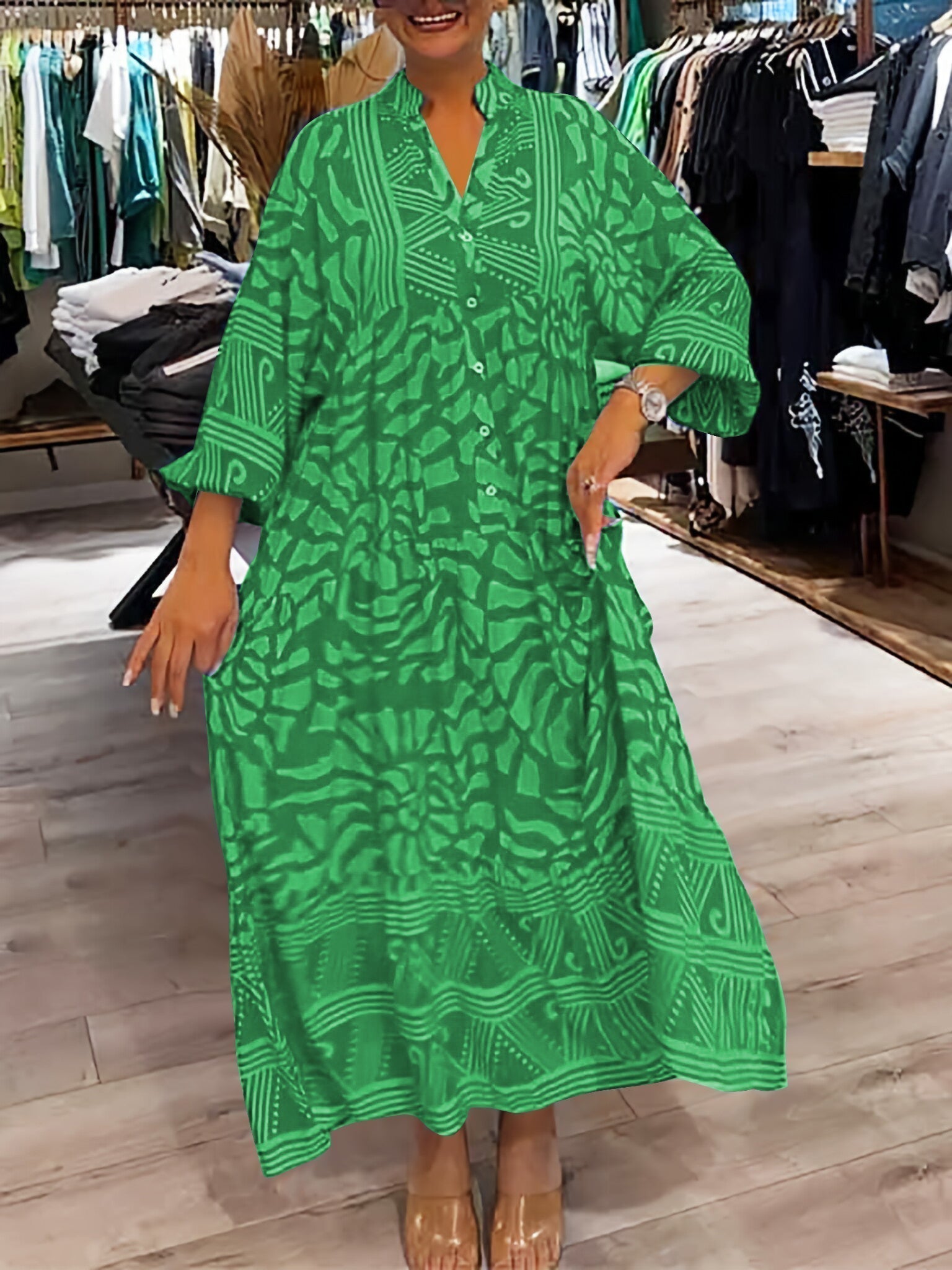 Valencia V-Neck Long Sleeve Maxi Dress