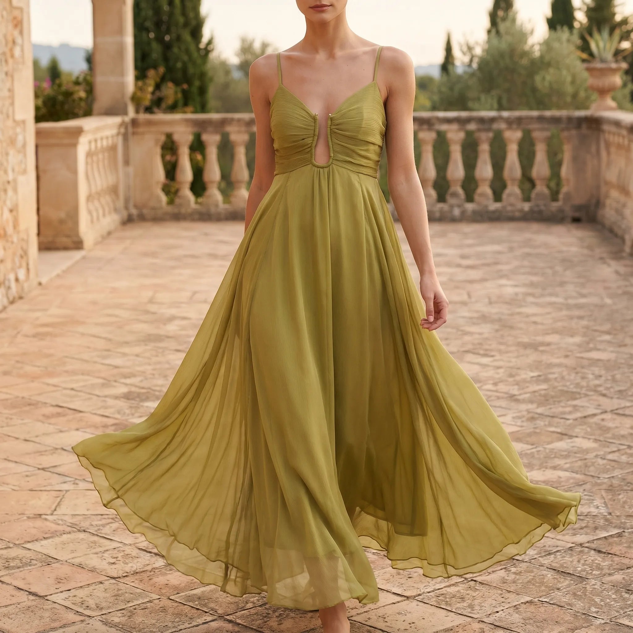 Solenne High-Waisted Maxi Dress