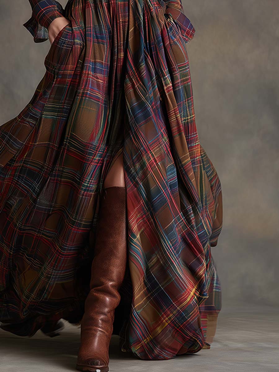 Belmont Plaid Long Sleeve Maxi Shirt Dress