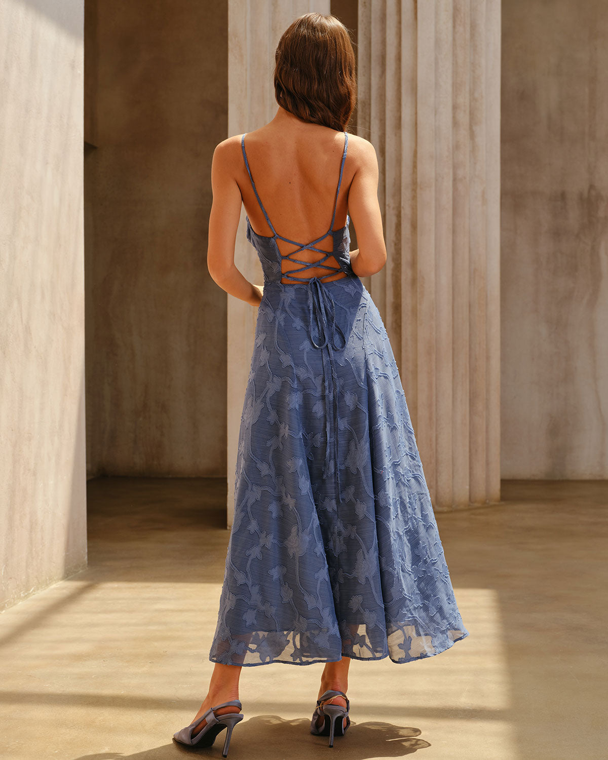 Valeria Square Neck Floral Jacquard Maxi Dress
