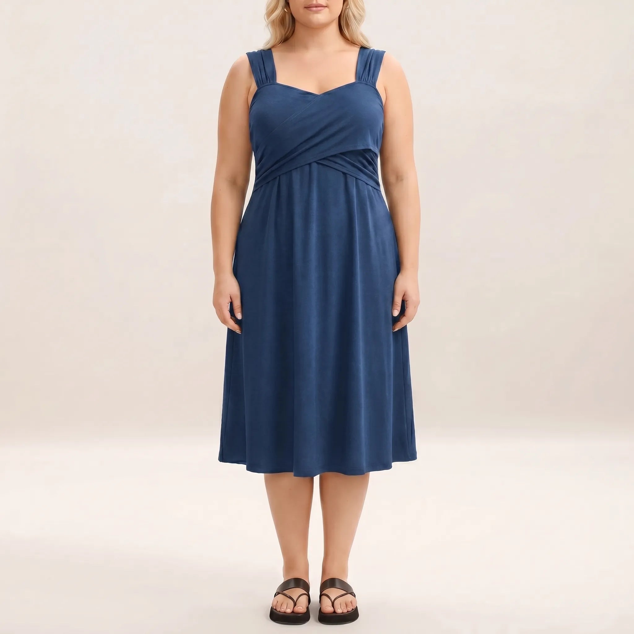 Rivella Sweetheart Neckline Ruched Midi Dress