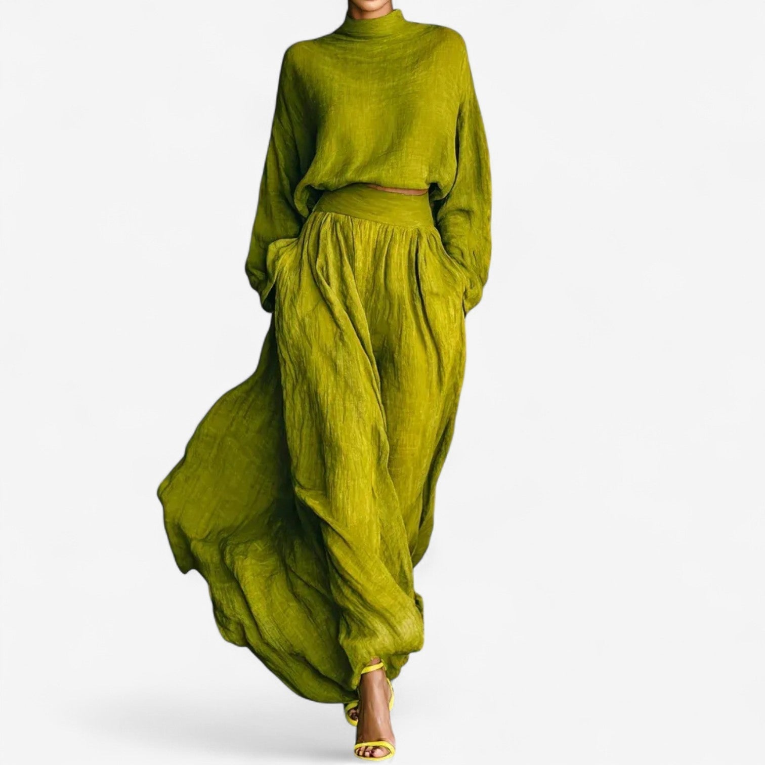 Everett Mock Turtleneck Long Sleeve Maxi Dress