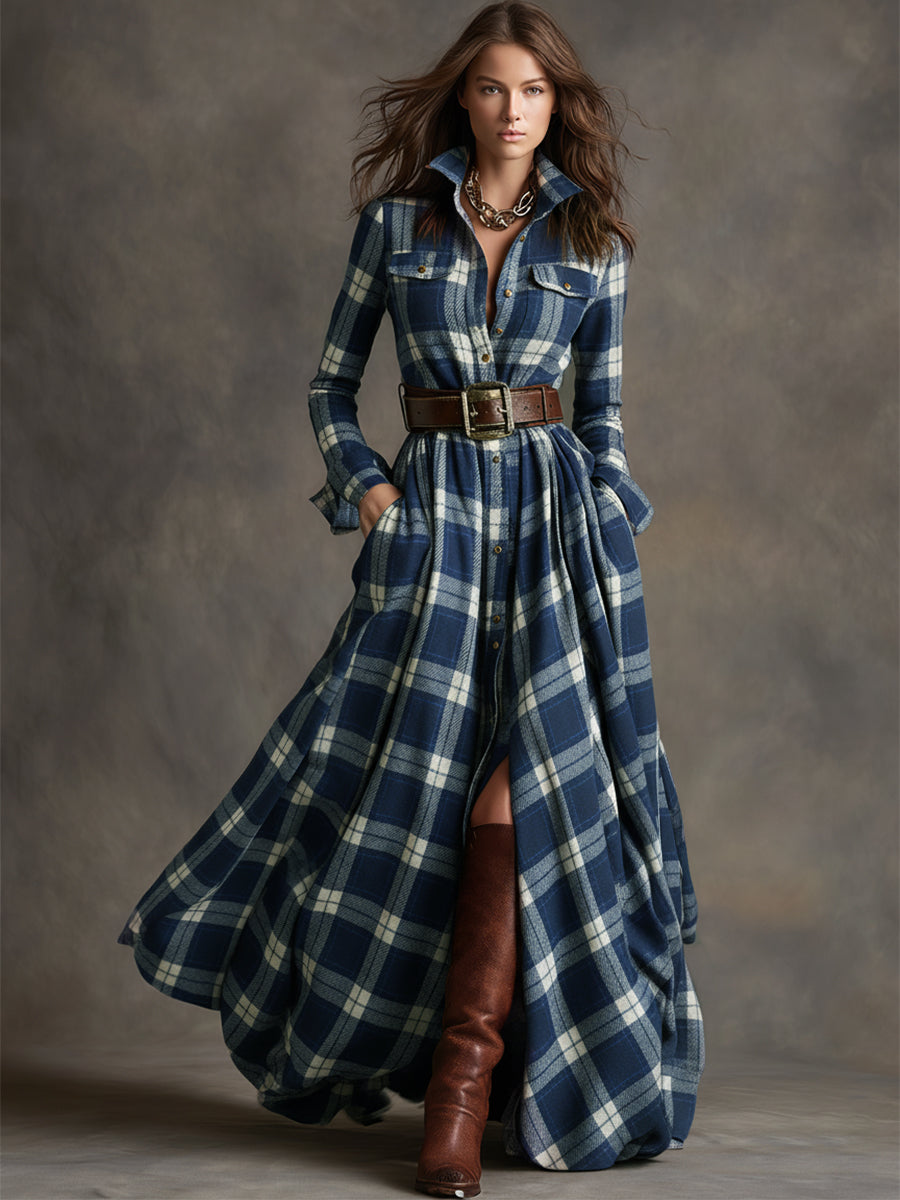 Belmont Plaid Long Sleeve Maxi Shirt Dress