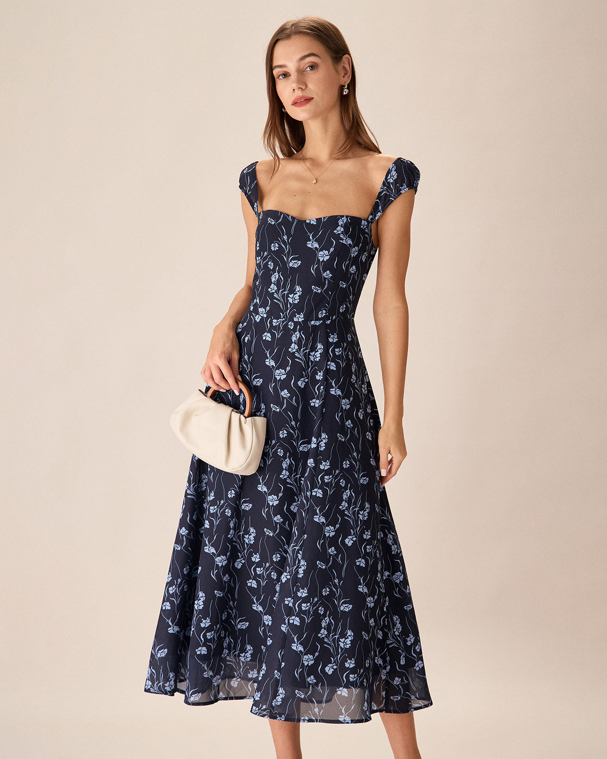 Rosetta Floral Sweetheart Midi Dress