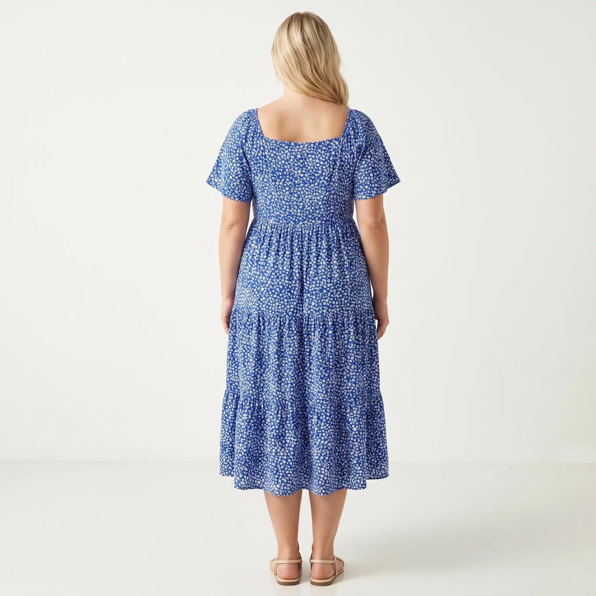 Rosalind Tiered Midi Dress with Sweetheart Neckline