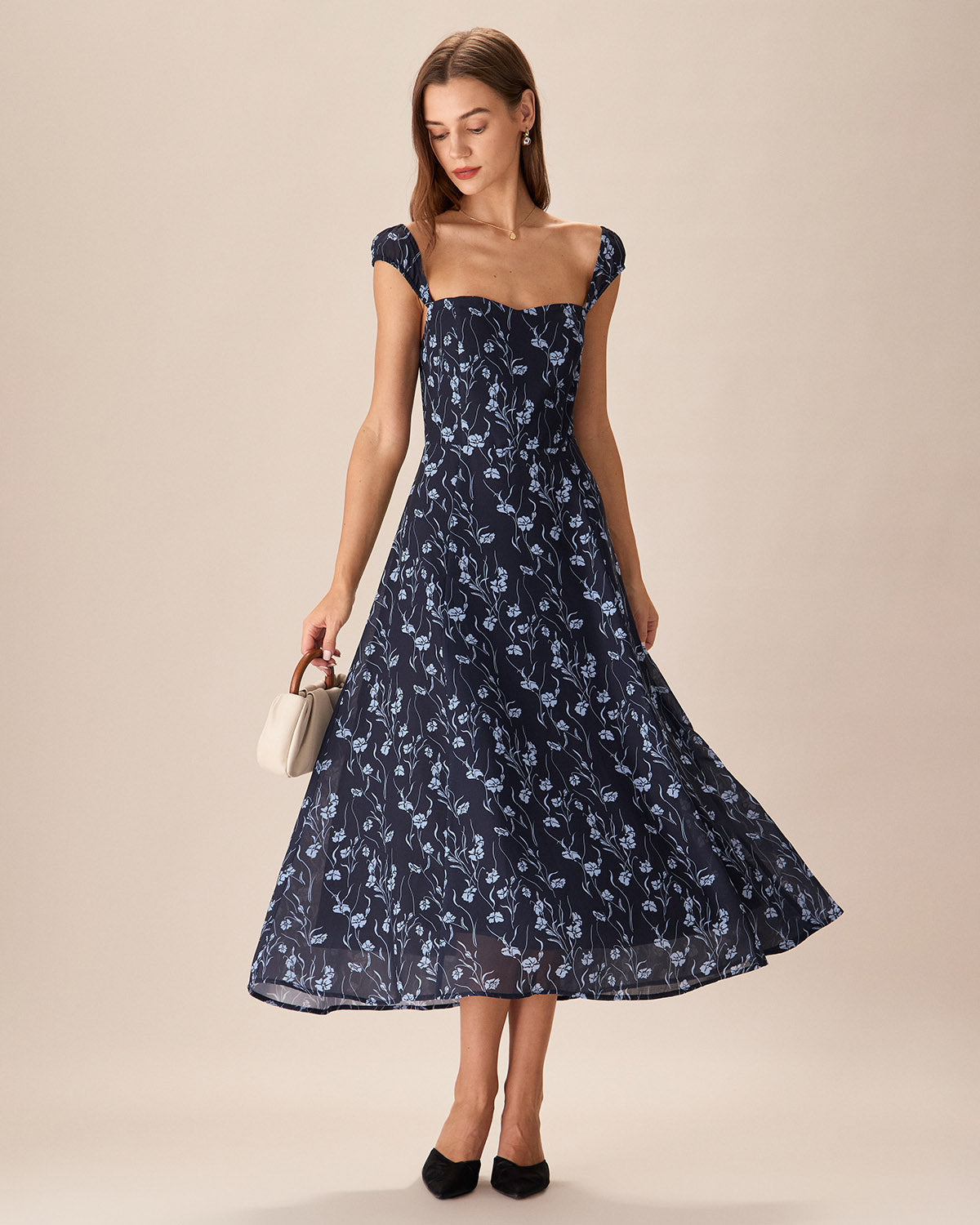 Rosetta Floral Sweetheart Midi Dress