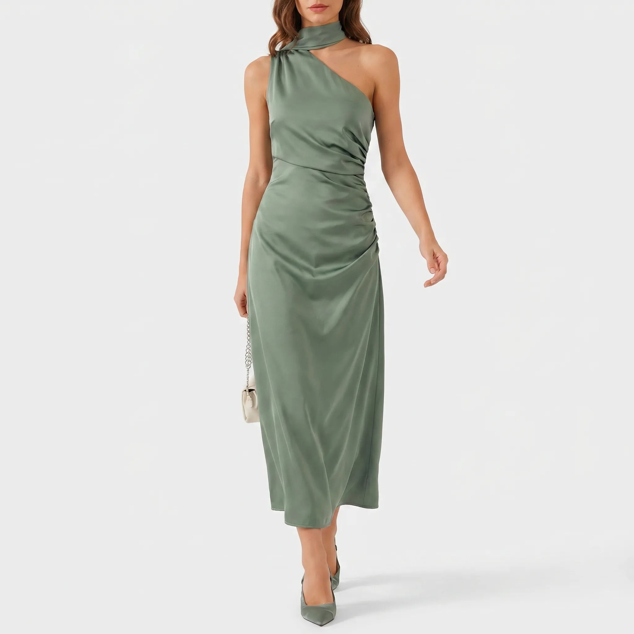Calista One-Shoulder Midi Dress