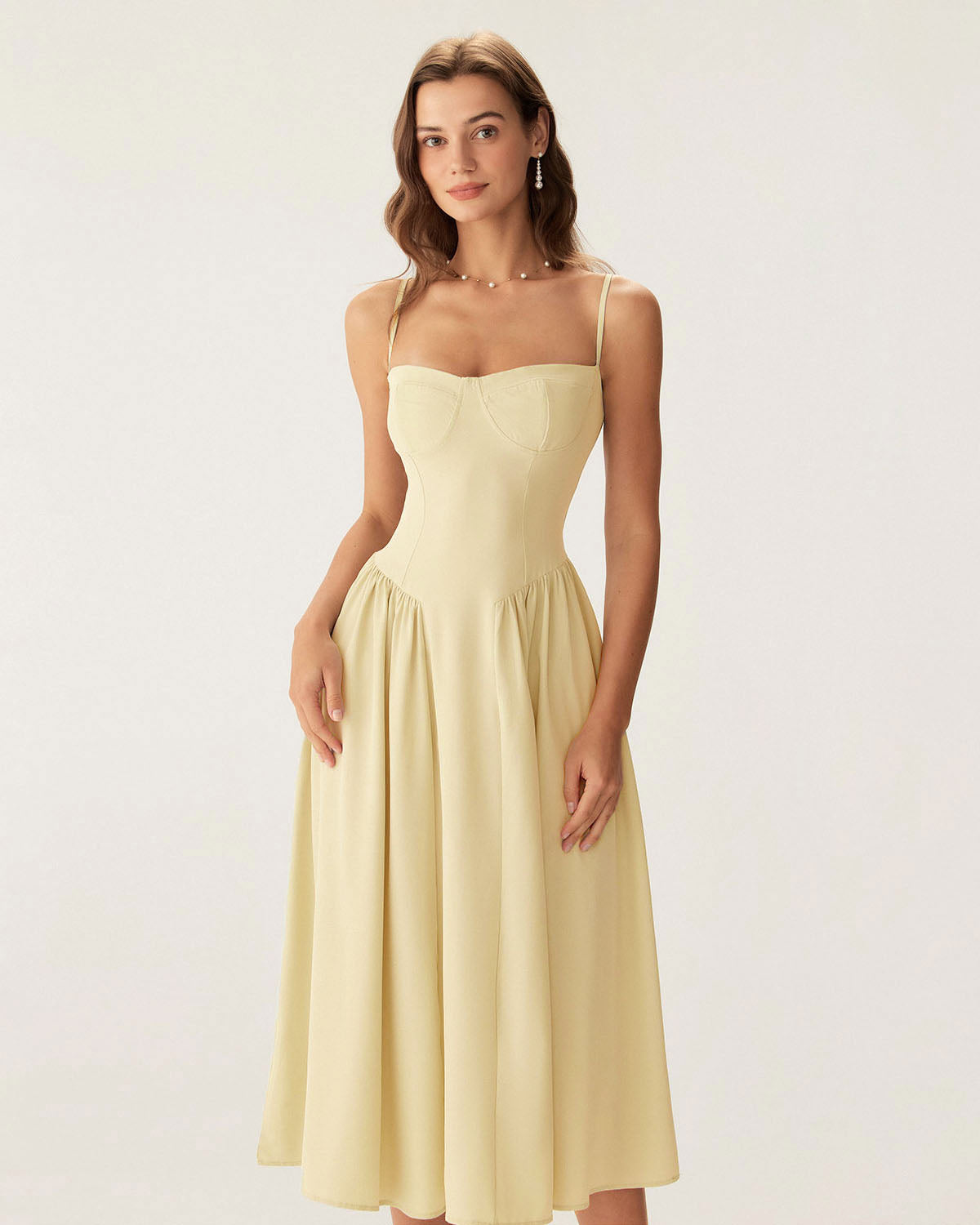 Solina Square Neck A-Line Midi Dress