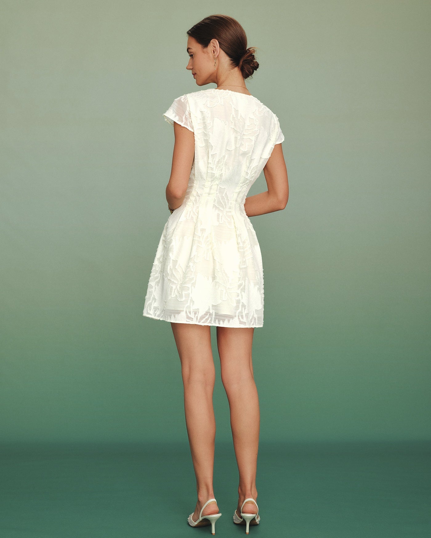 Solene Textured V-Neck A-Line Mini Dress