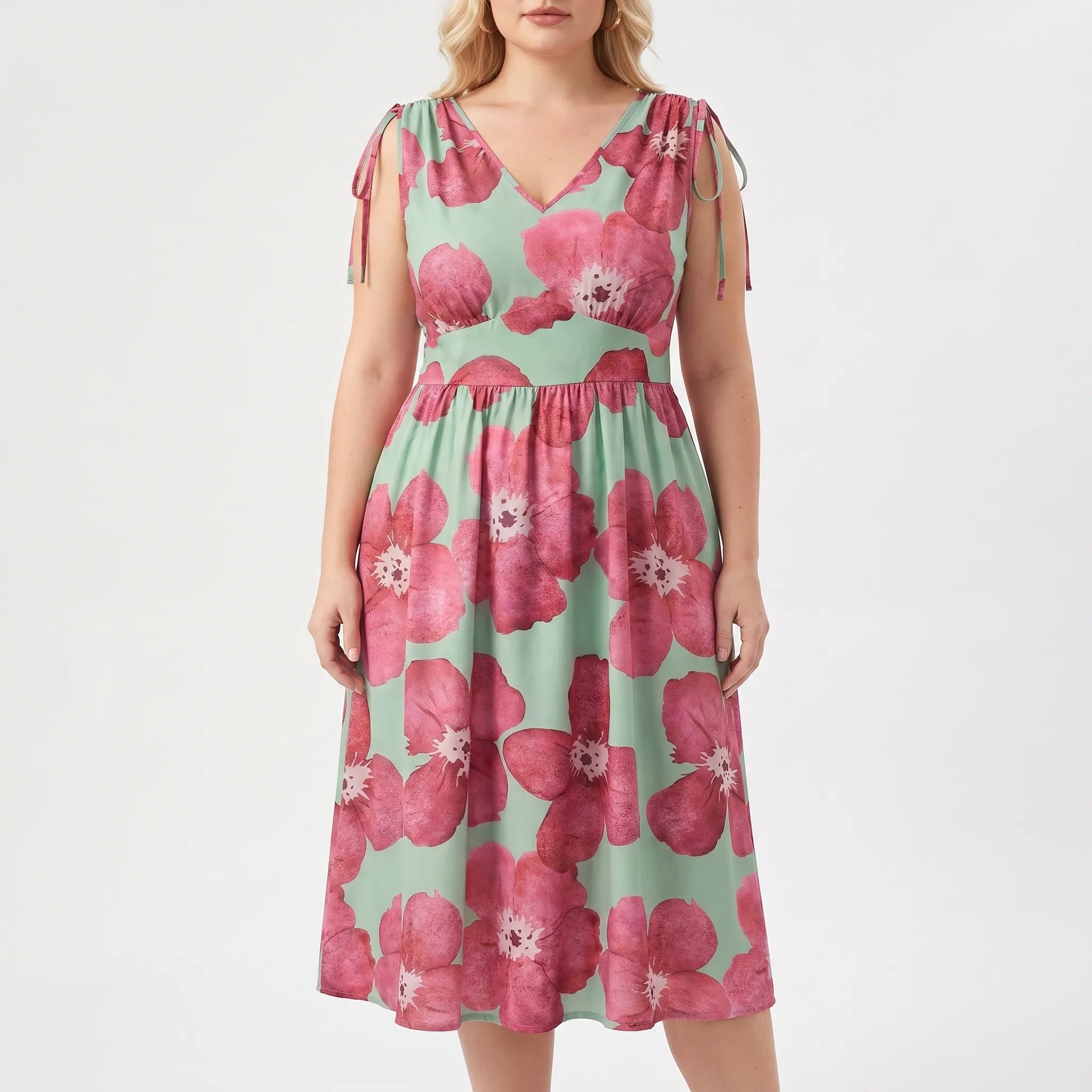 Aurelia Floral Print V-Neck Midi Dress