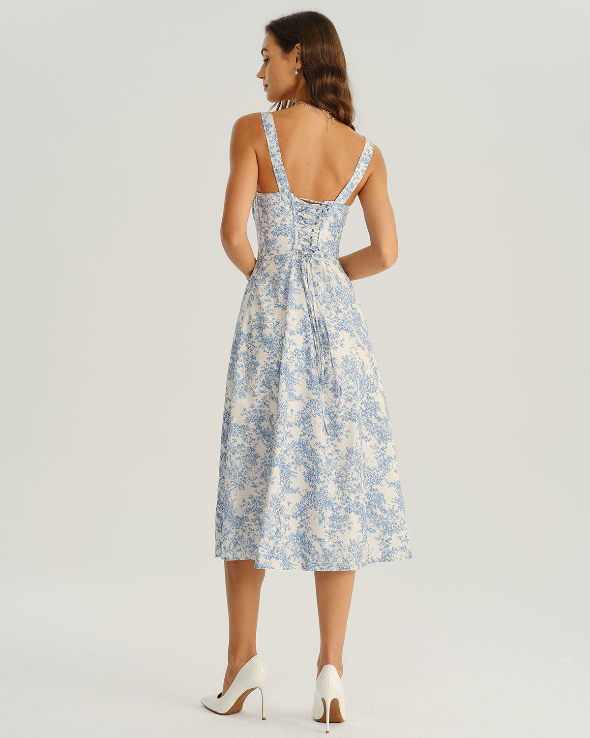 Celestine Floral Square-Neck Midi Dress