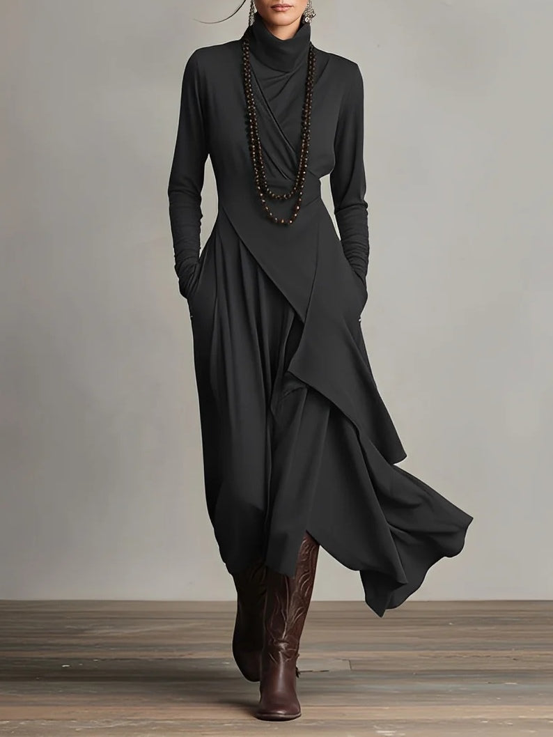 Bellamy Mock Turtleneck Long Sleeve Maxi Dress