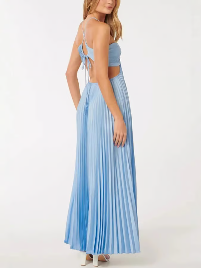 Aurelia Halter Neck Pleated Maxi Dress