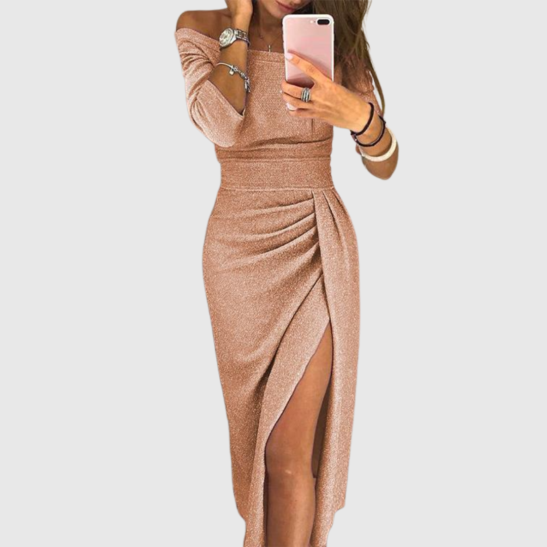 Carmela Off Shoulder Long Sleeve Maxi Dress