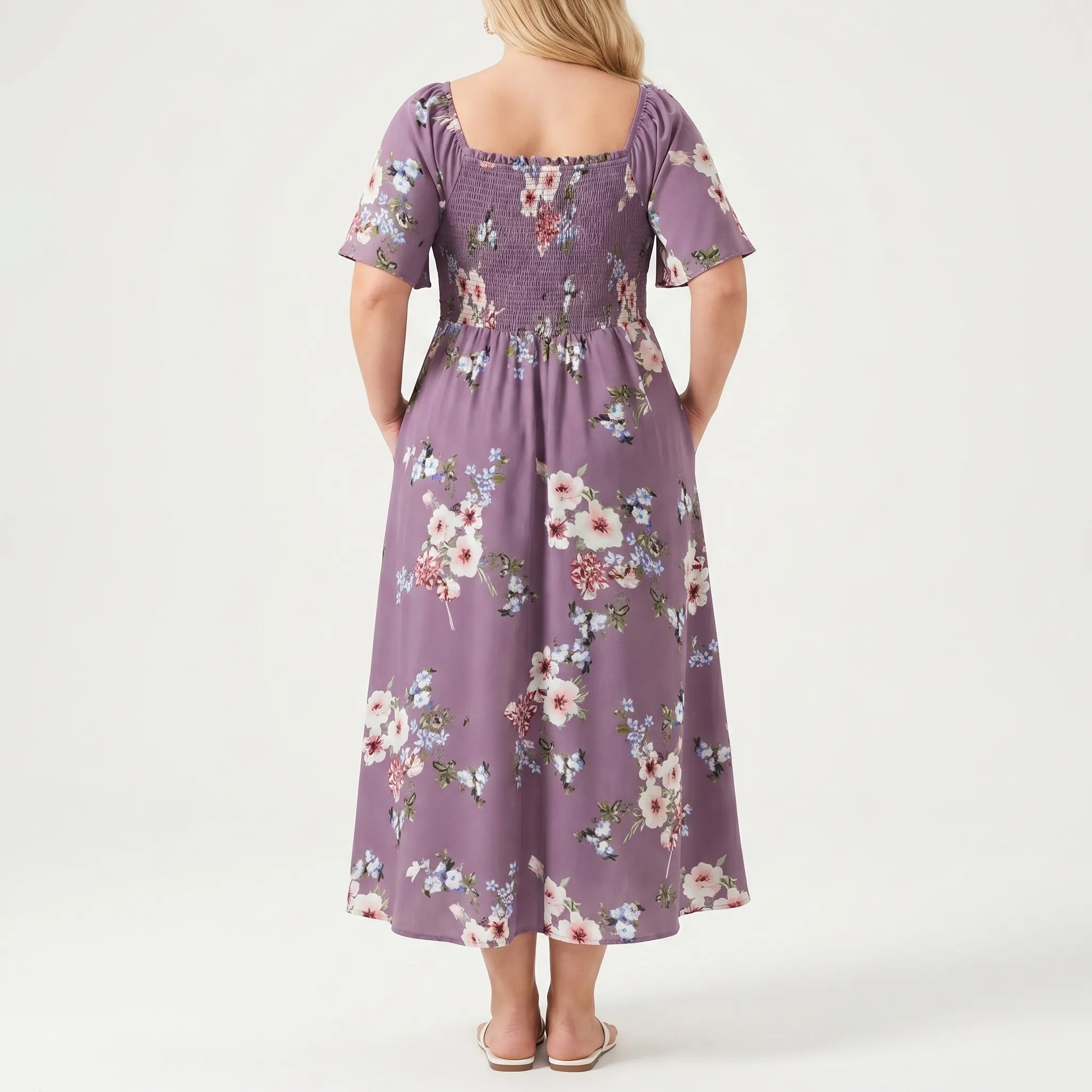 Celestine Floral Print Shirred Midi Dress