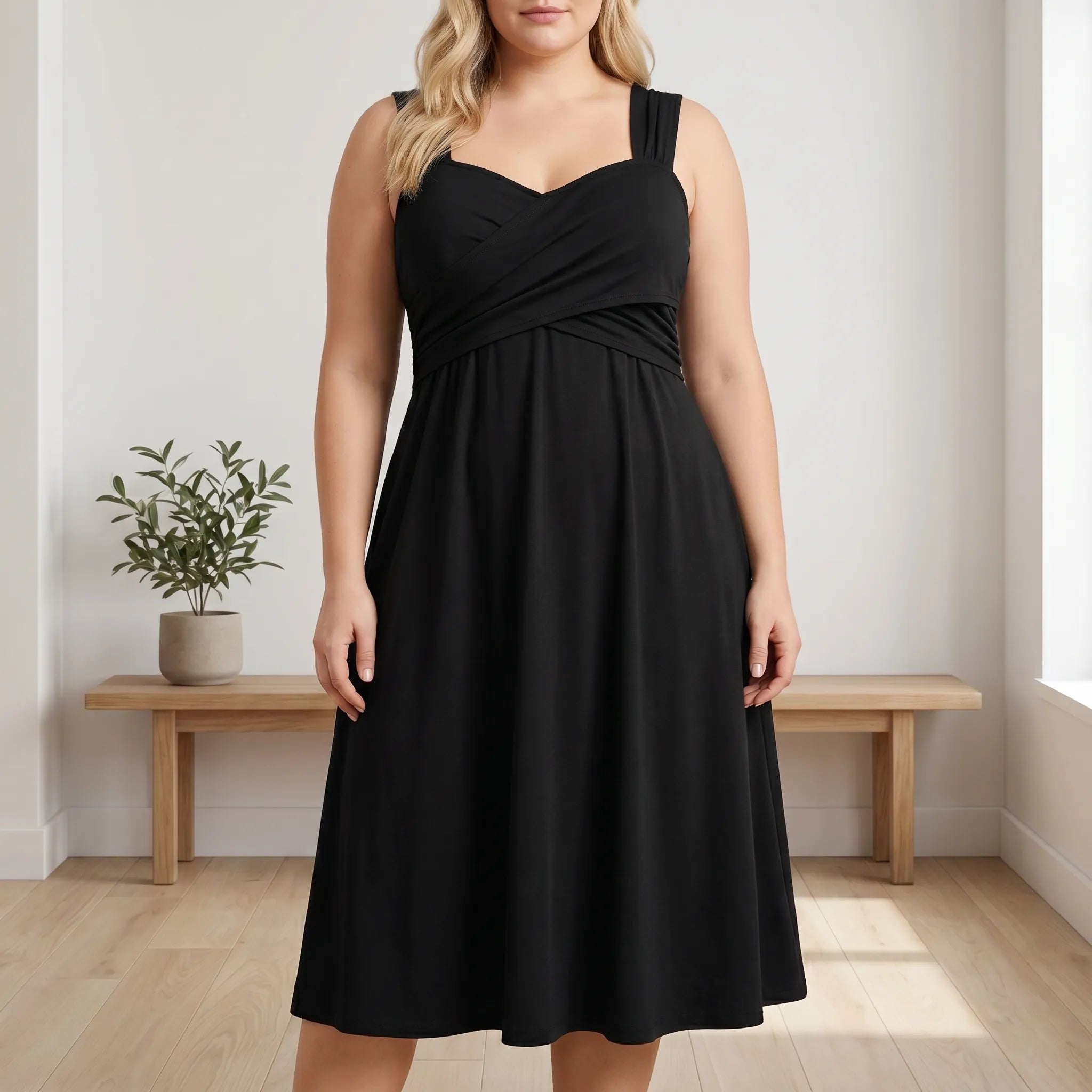Rivella Sweetheart Neckline Ruched Midi Dress