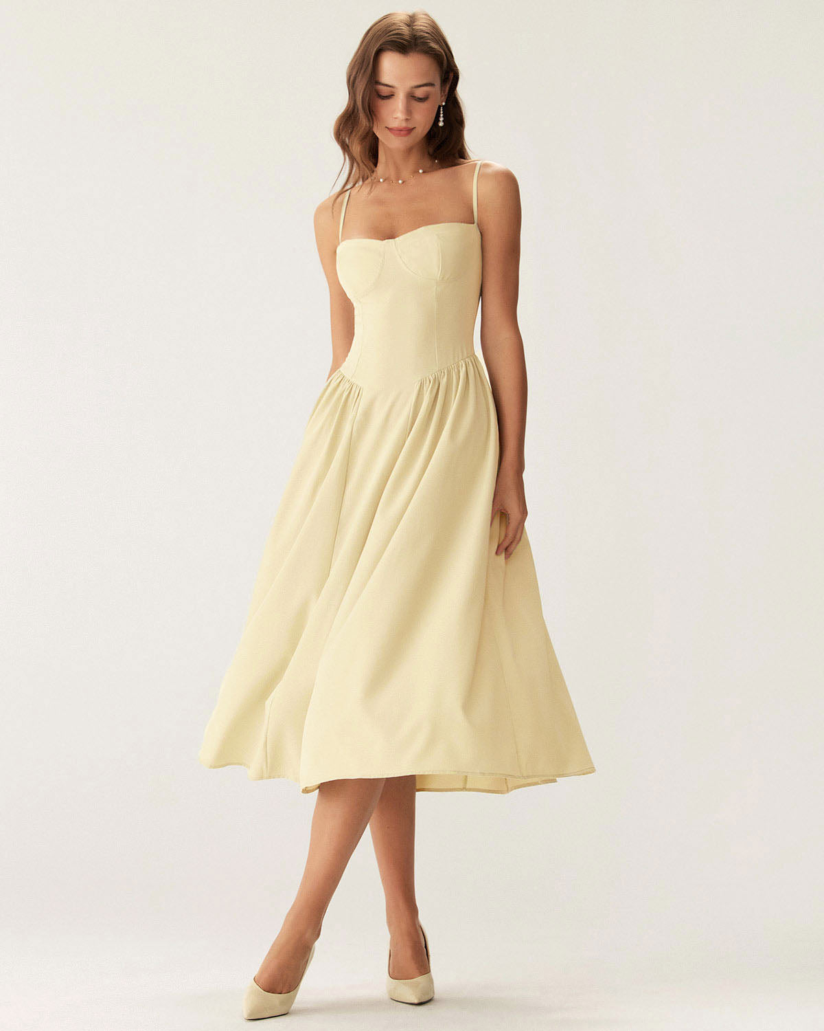 Solina Square Neck A-Line Midi Dress