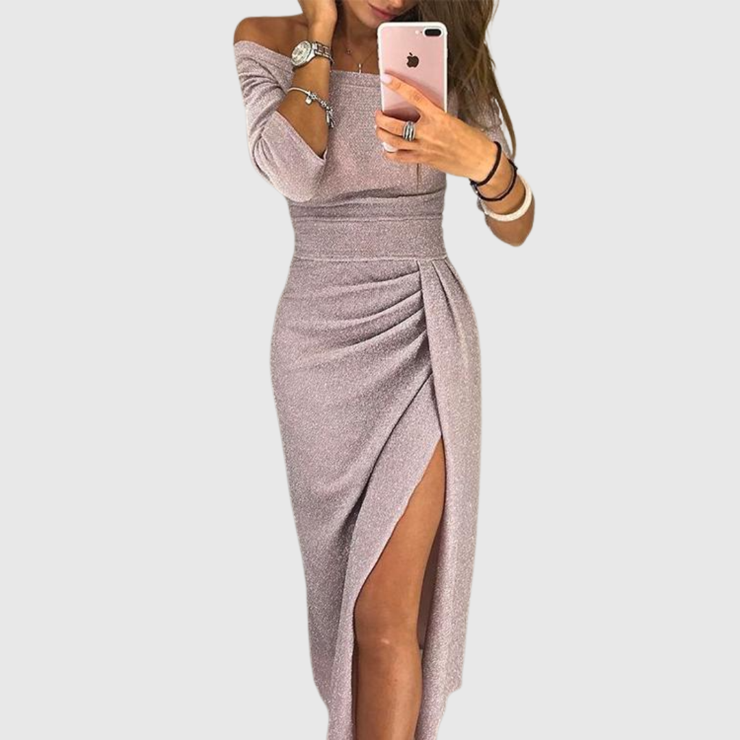 Carmela Off Shoulder Long Sleeve Maxi Dress