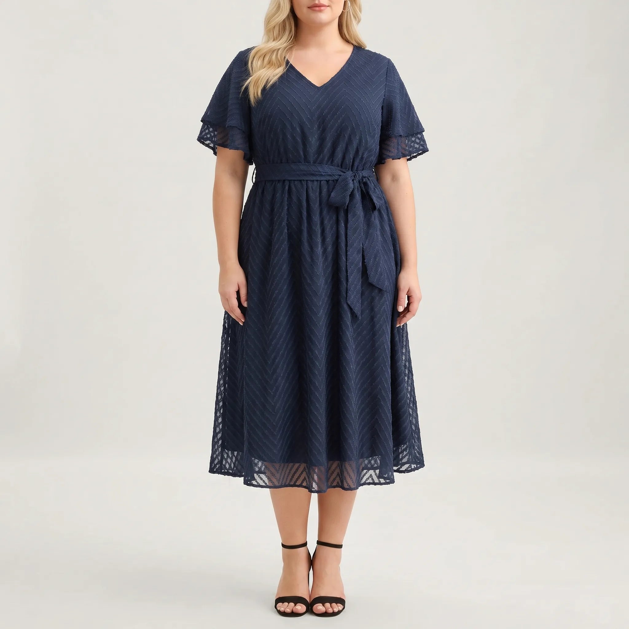 Fontaine Tiered Ruffle Sleeve Midi Dress