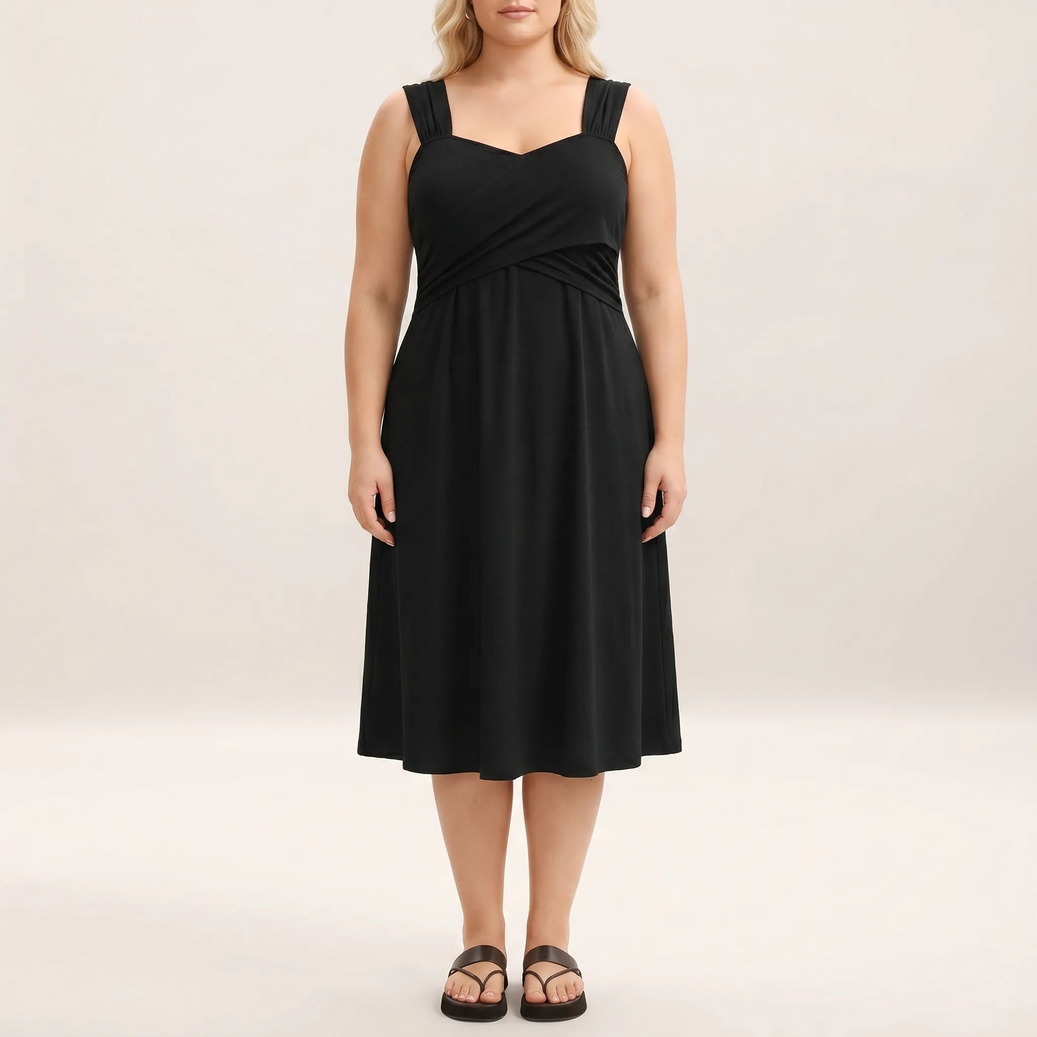 Rivella Sweetheart Neckline Ruched Midi Dress