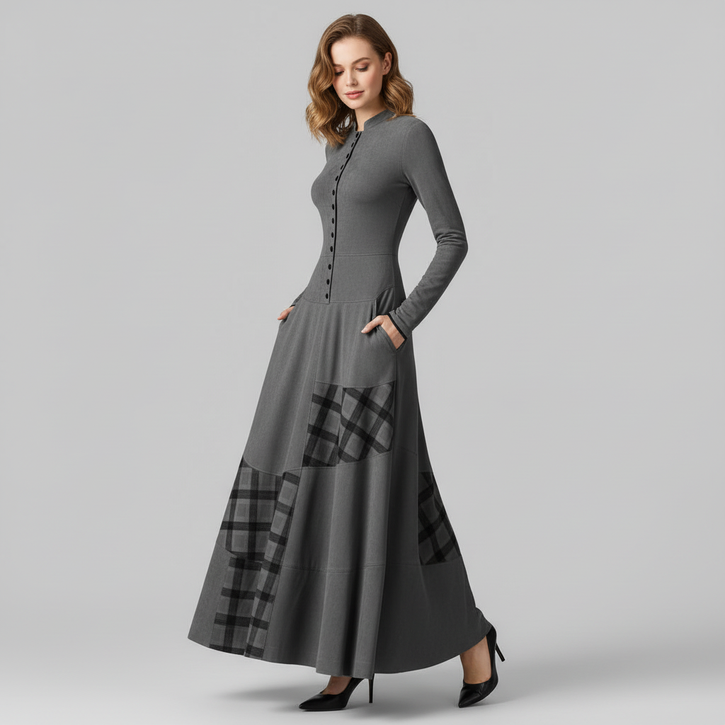 Callista Plaid Suede Maxi Dress