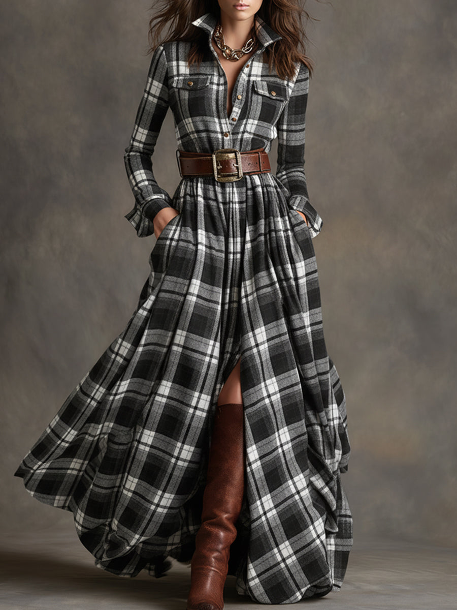 Belmont Plaid Long Sleeve Maxi Shirt Dress