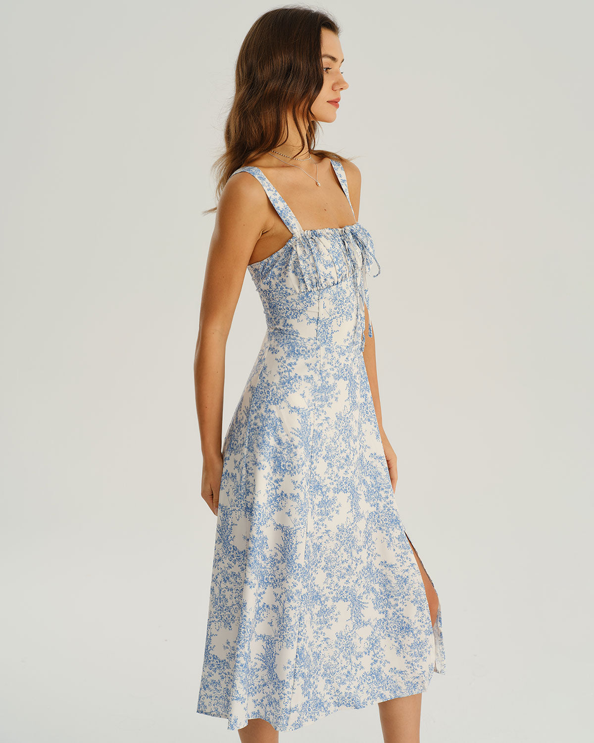 Celestine Floral Square-Neck Midi Dress
