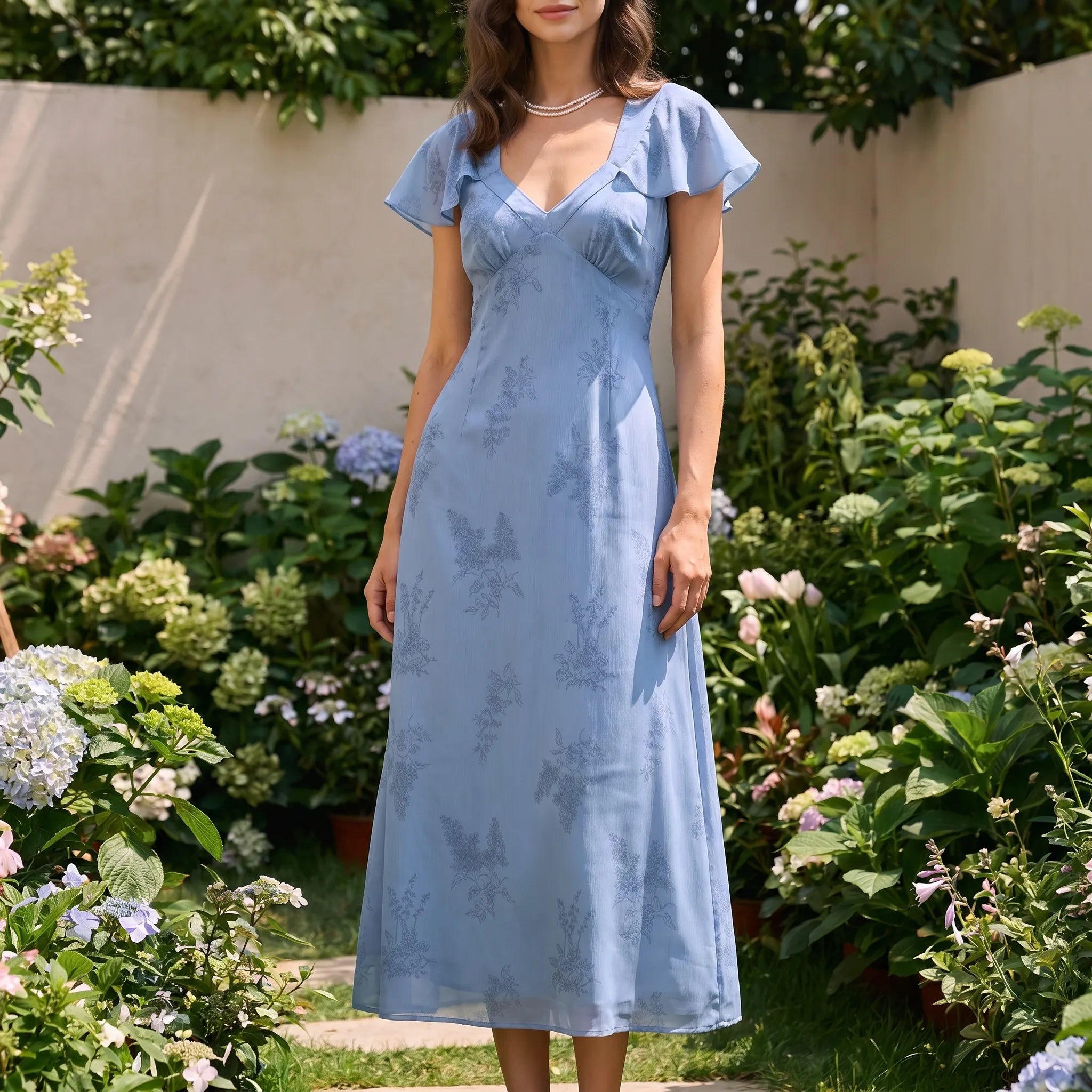 Belrose Floral V-Neck Midi Dress