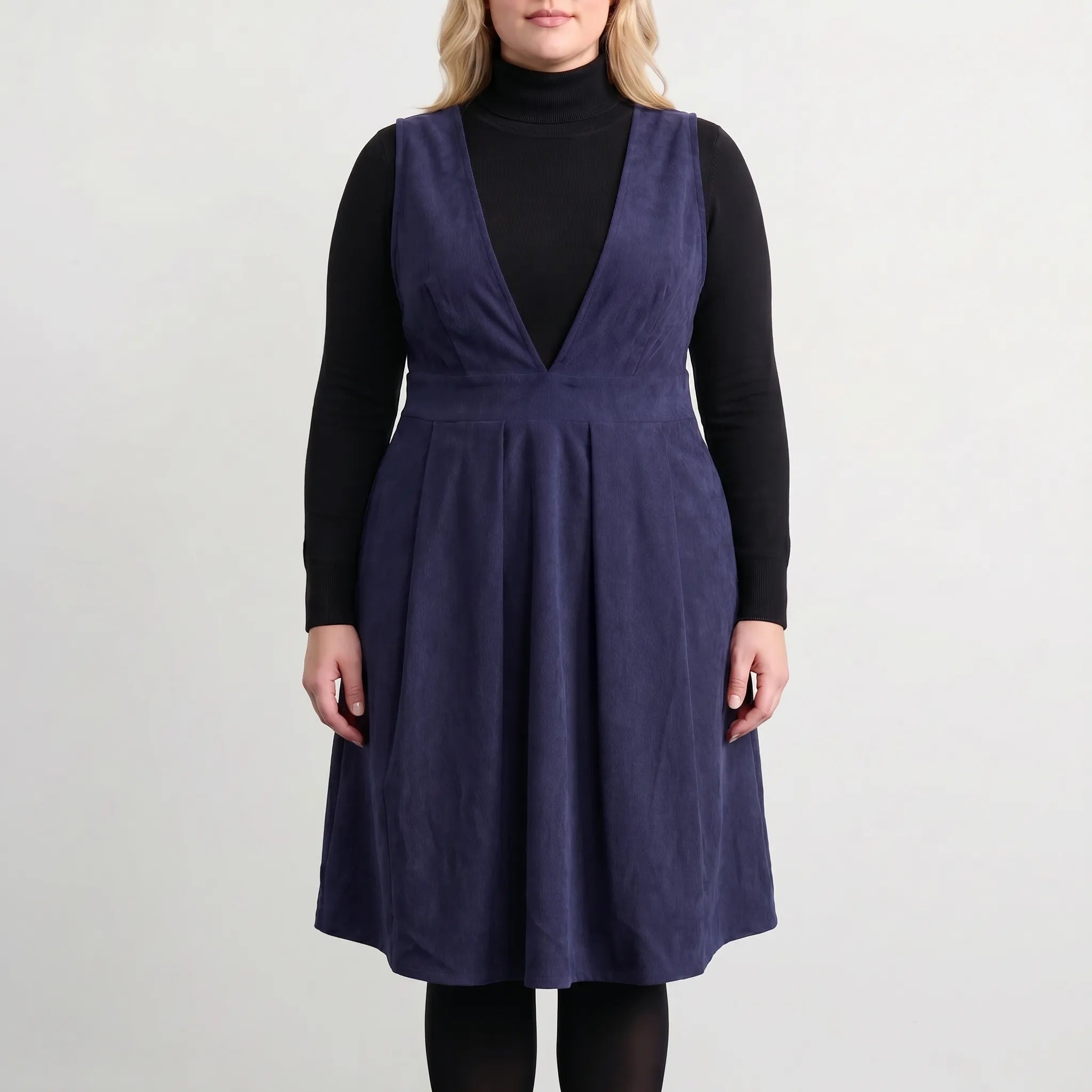 Halden Sleeveless V-Neck Pleated Mini Dress