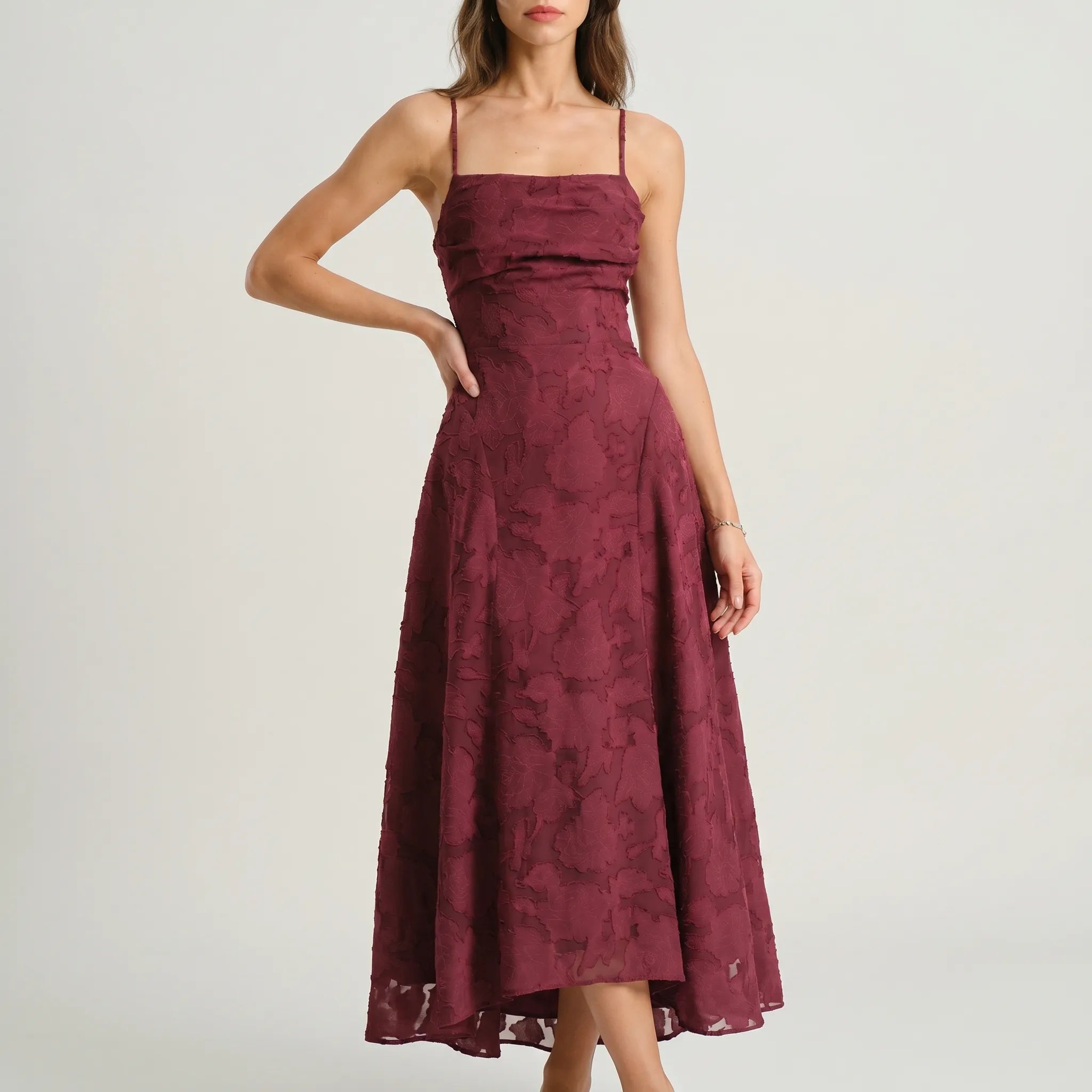 Ravenna Square-Neck A-Line Maxi Dress