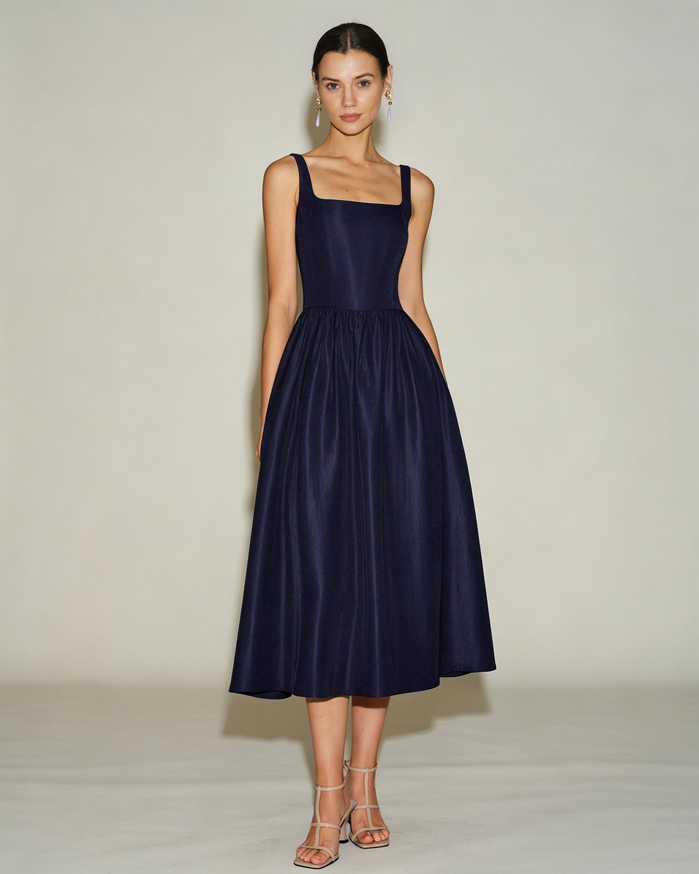 Novara Square-Neck A-Line Midi Dress