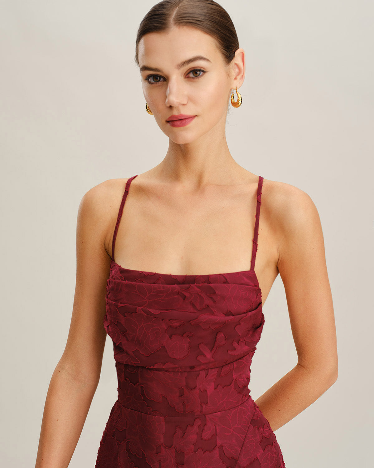 Veyra Textured Floral Square-Neck Mini Dress