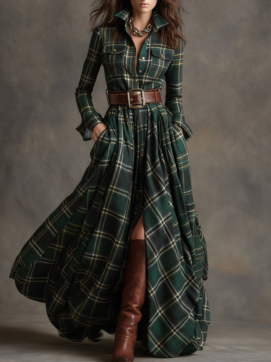 Belmont Plaid Long Sleeve Maxi Shirt Dress