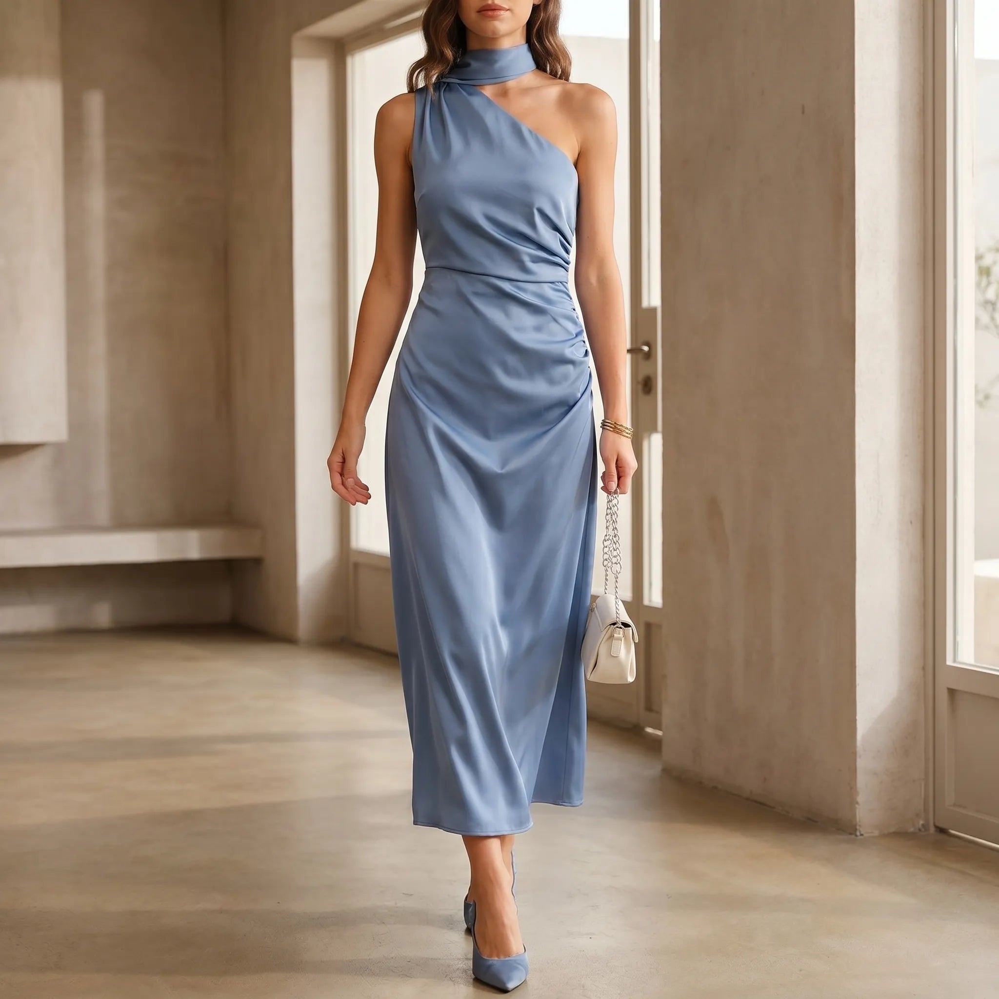 Solène One-Shoulder Maxi Dress