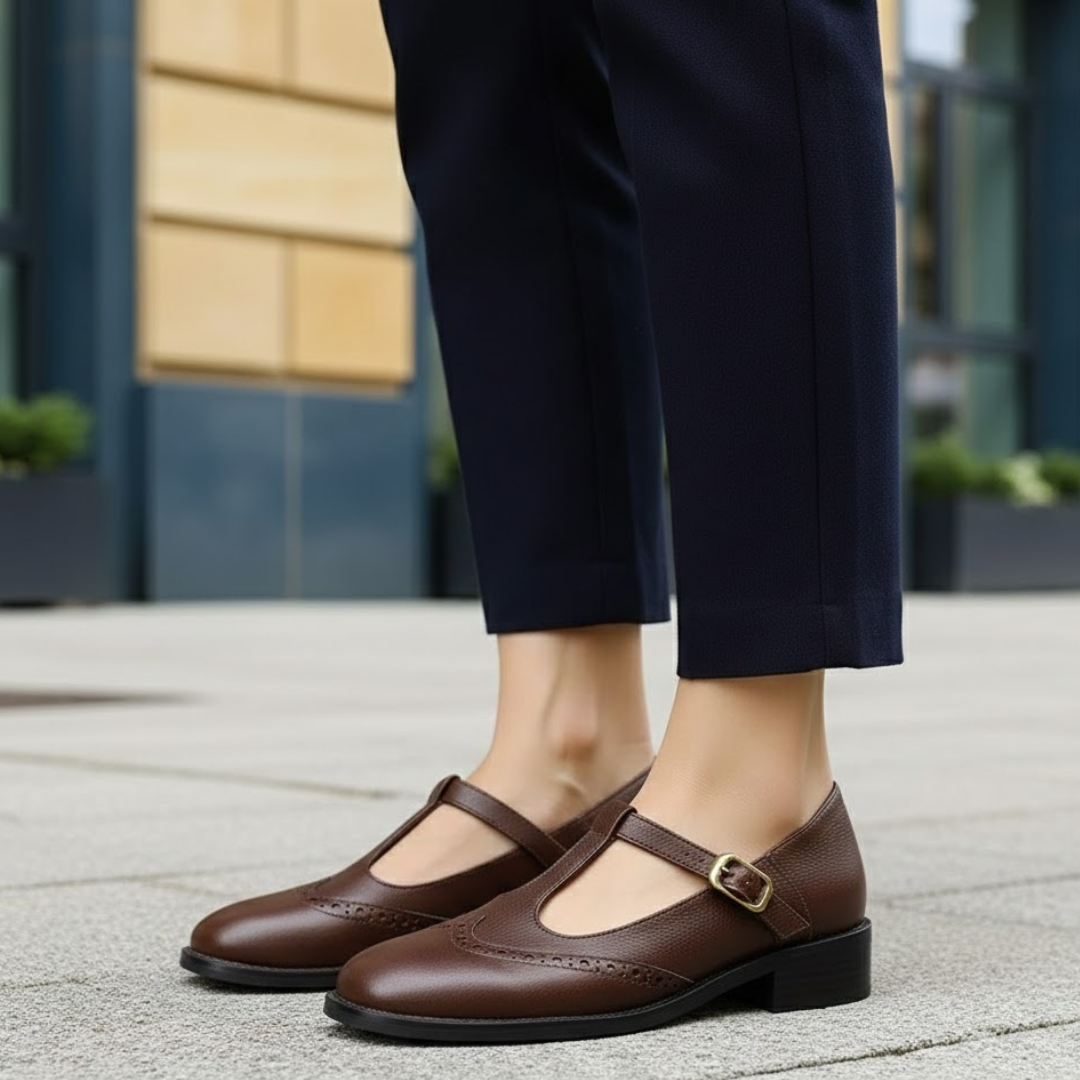 Fallon Buckle-Strap Cushioned Sole Shoes