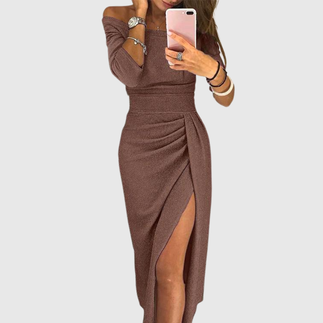 Carmela Off Shoulder Long Sleeve Maxi Dress